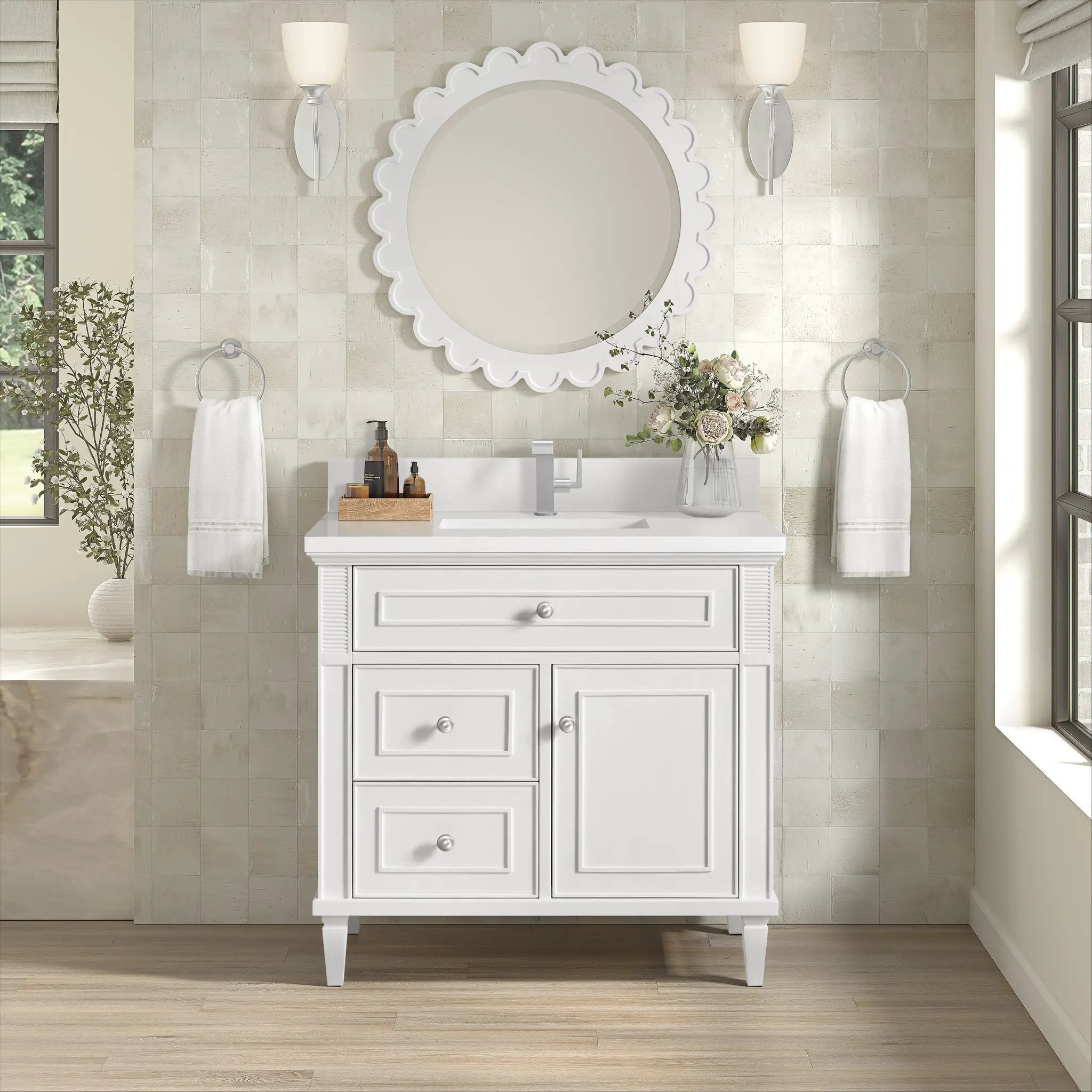 bright white vanity