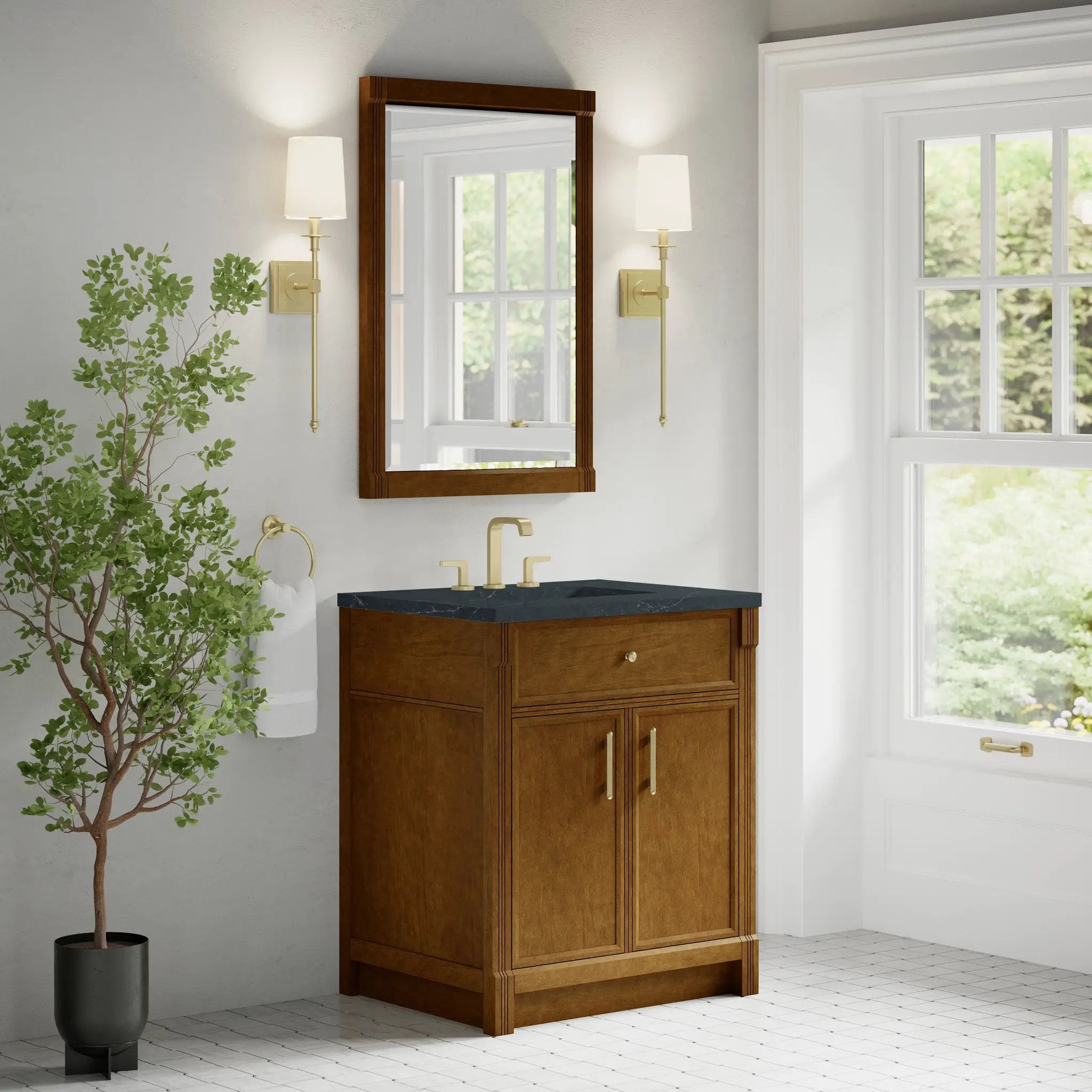 honey oak vanity