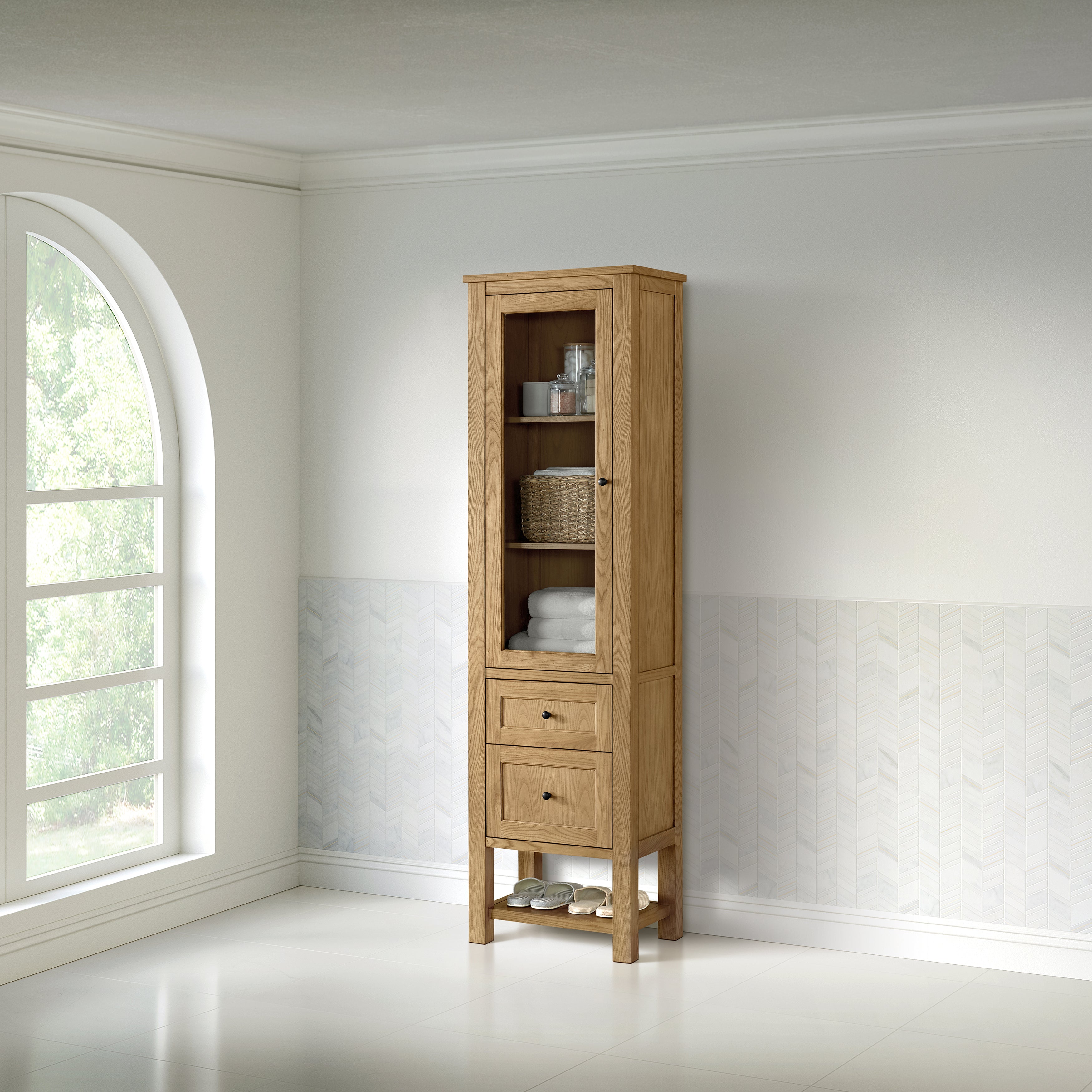 light natural oak linen cabinet