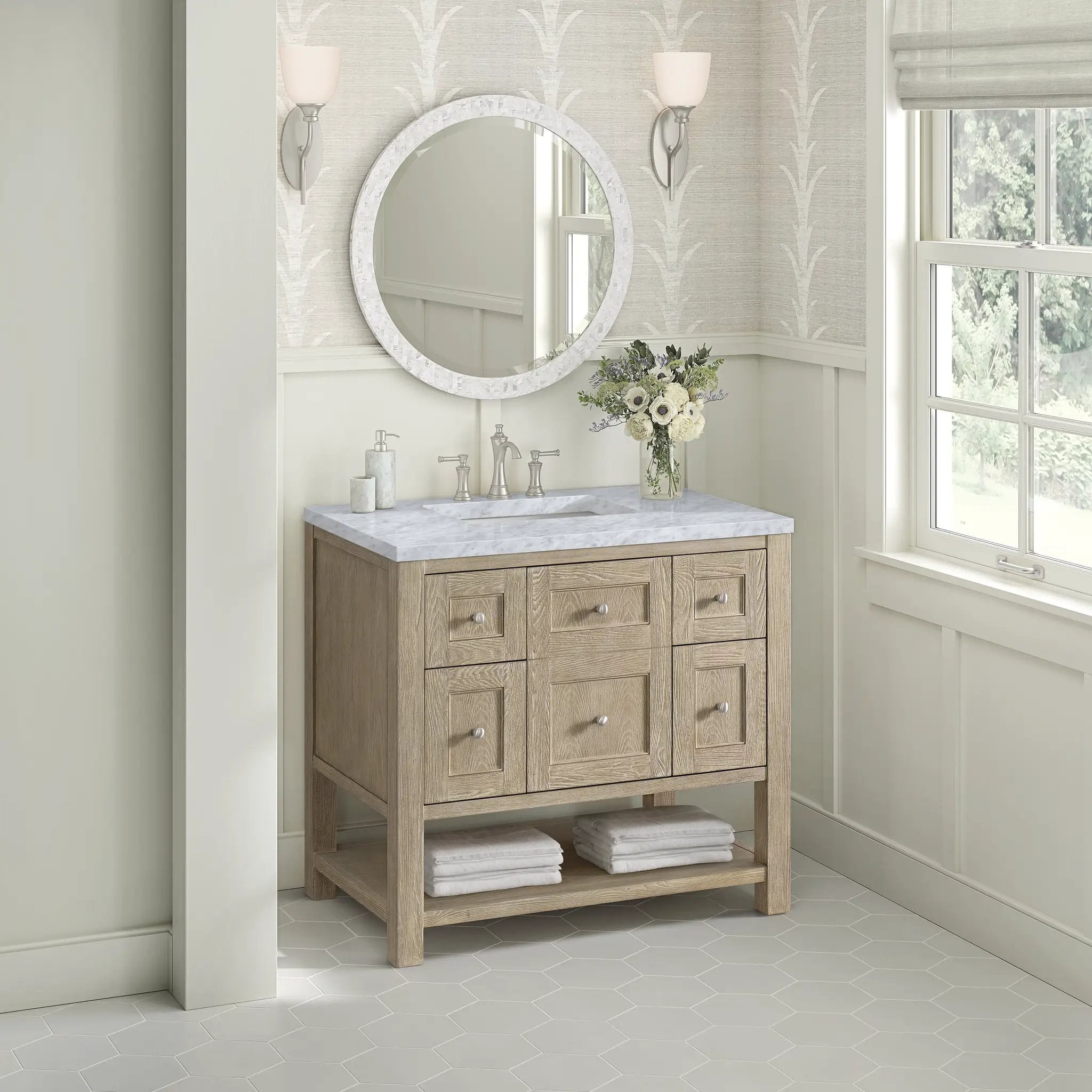 whitewashed oak vanity