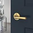 satin brass door lever