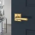 satin brass door lever