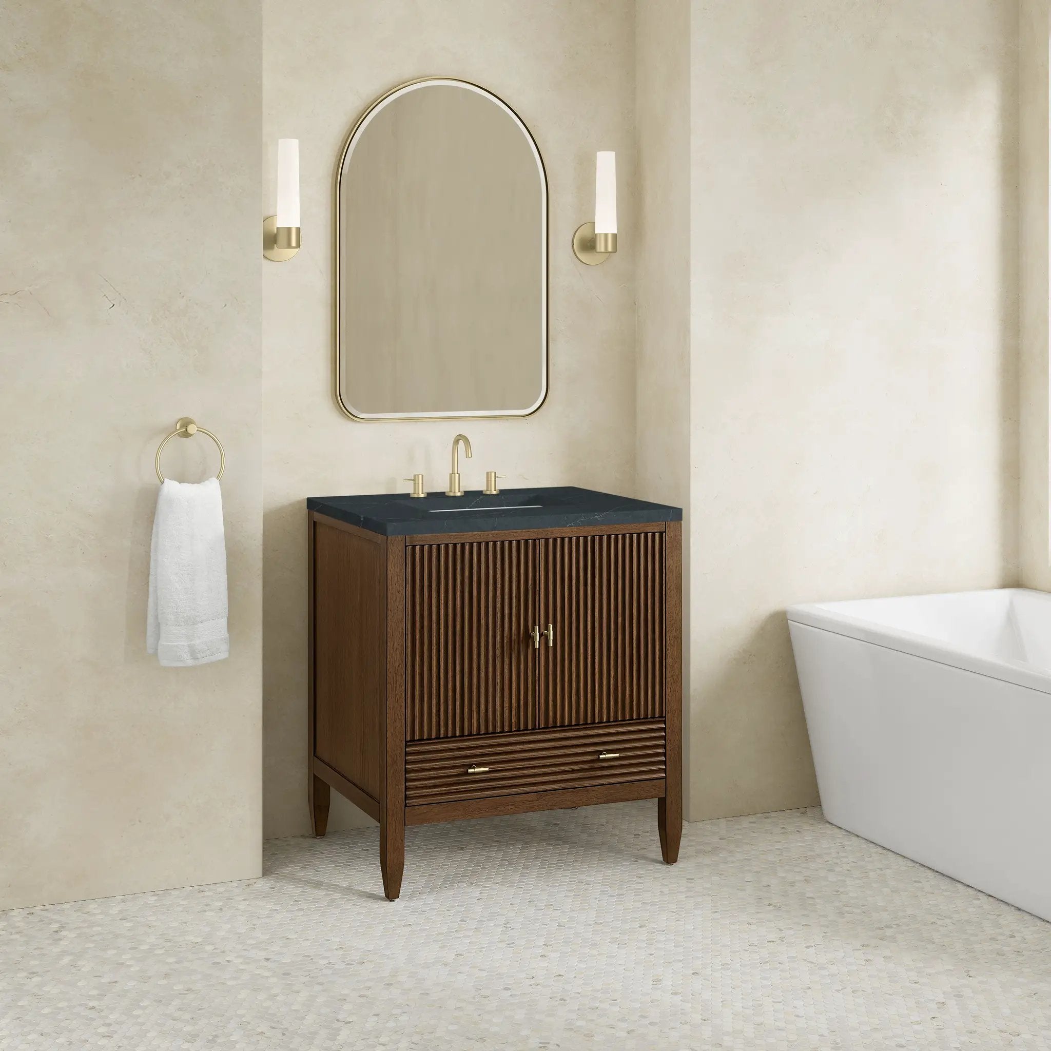 mid-century walnut vanity
