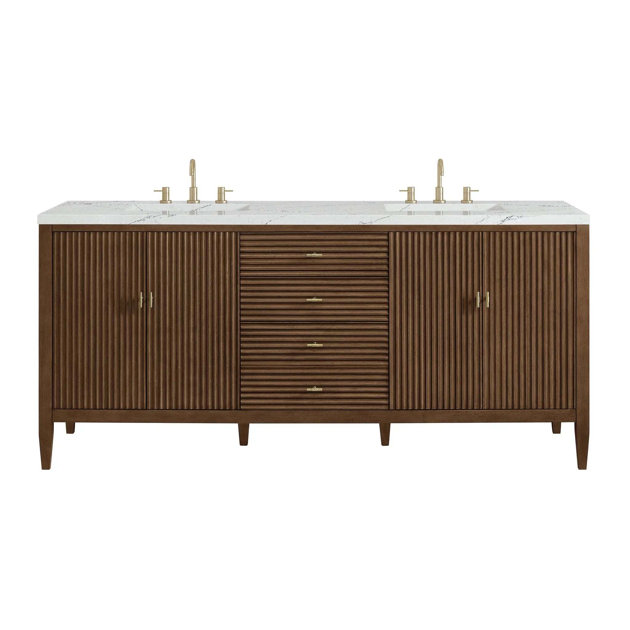 James Martin Myrrin 72" Vanity Set - Mid Century Walnut by James Martin Vanities