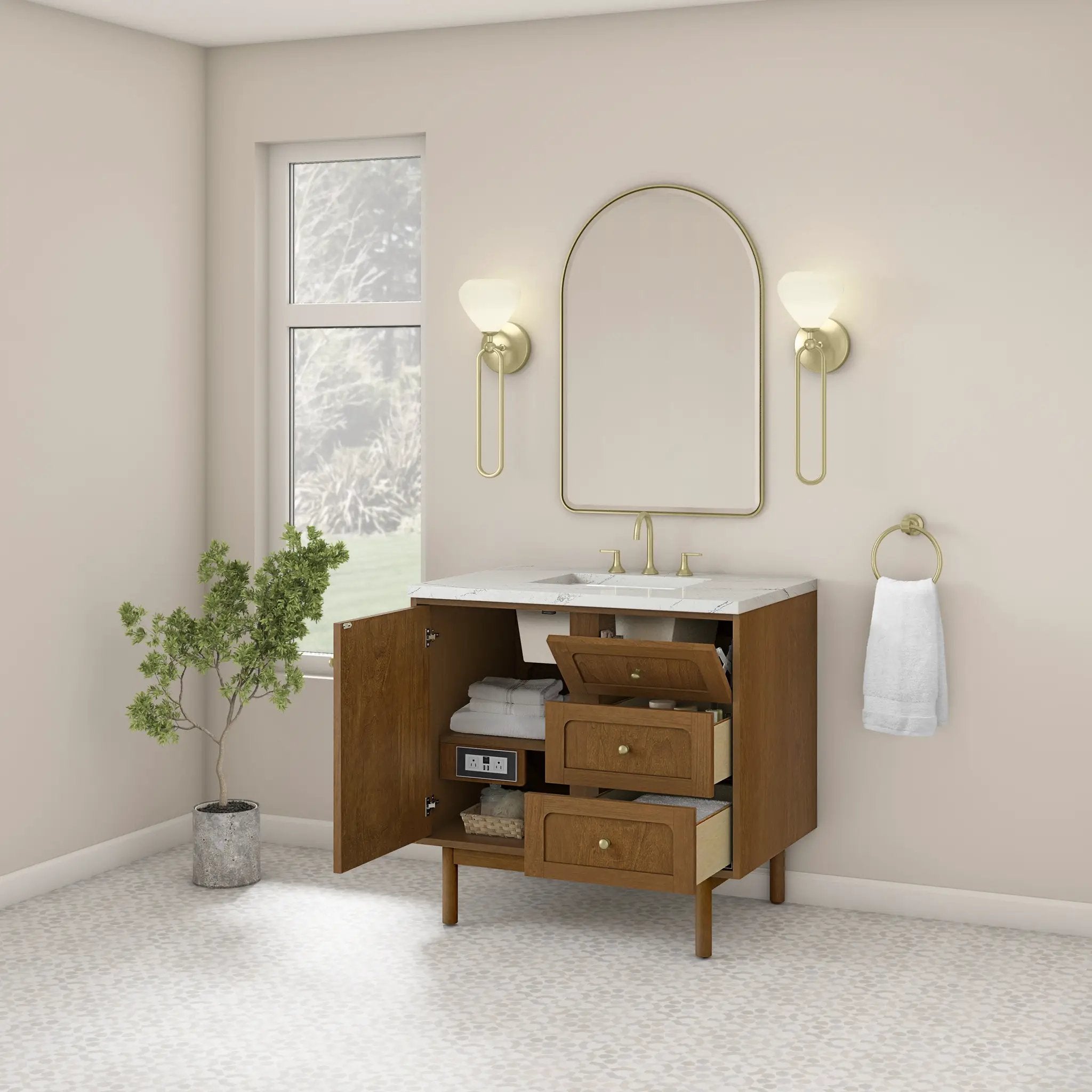 honey oak vanity