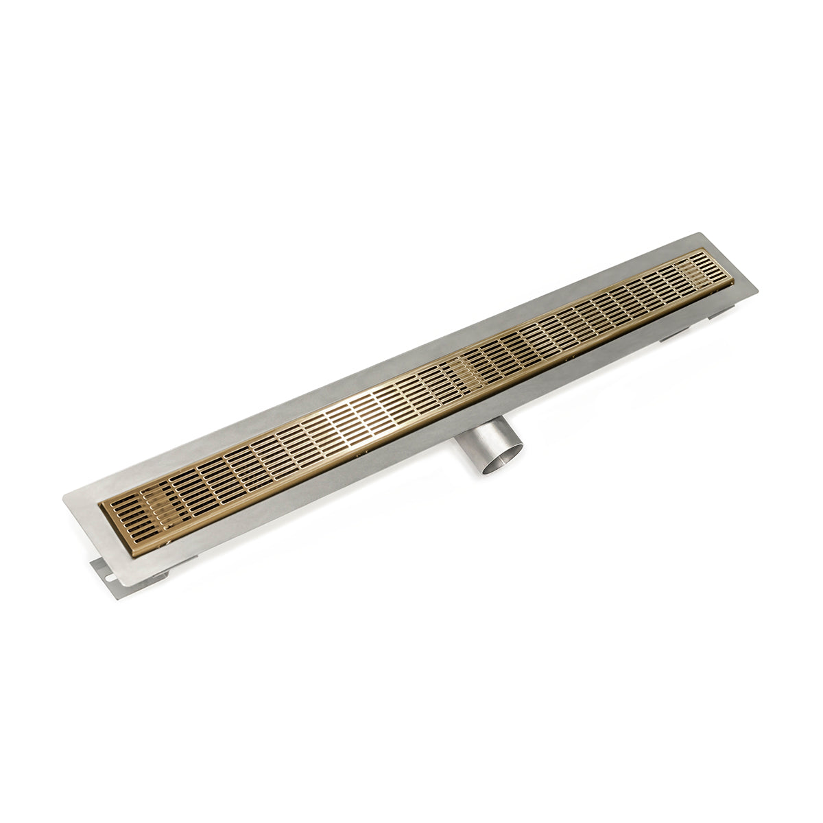 Infinity Drain 60" FT Series Side Outlet Linear Drain Kit with 2 1/2" Perforated Slotted Grate