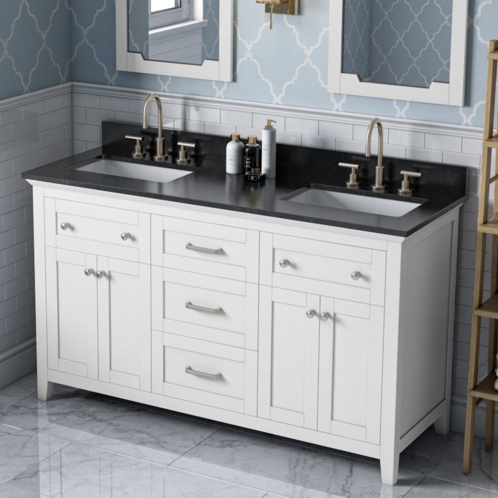 Jeffrey Alexander 60" White Chatham Vanity Set