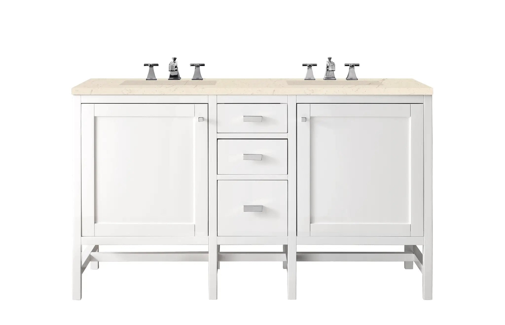 James Martin Addison 60" Double Vanity Set - Glossy White by James Martin Vanities