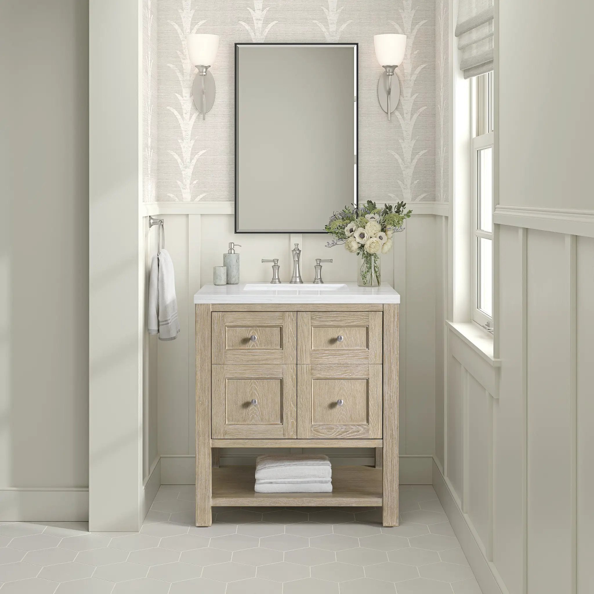 whitewashed oak vanity