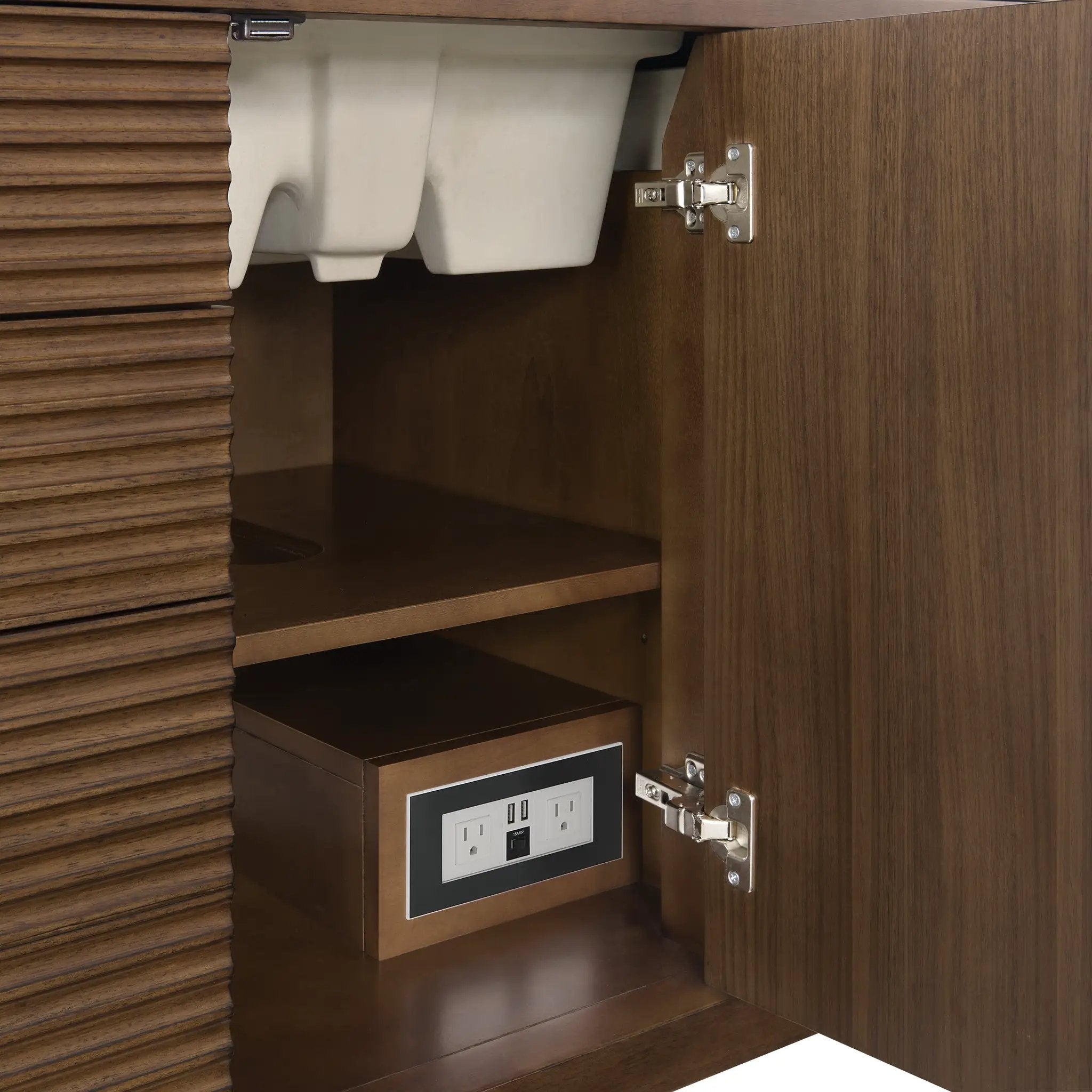 mid-century walnut vanity