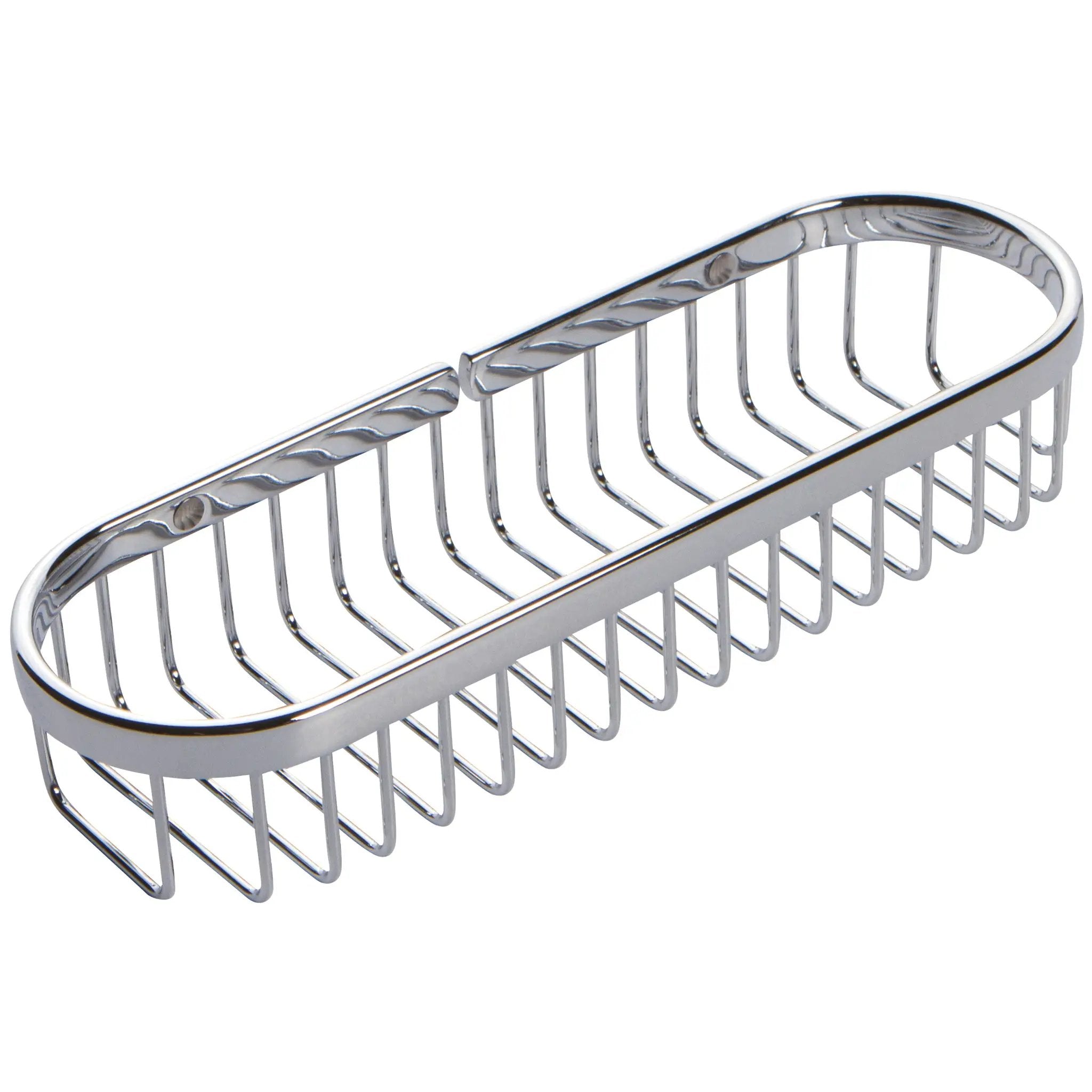 polished chrome toiletry basket