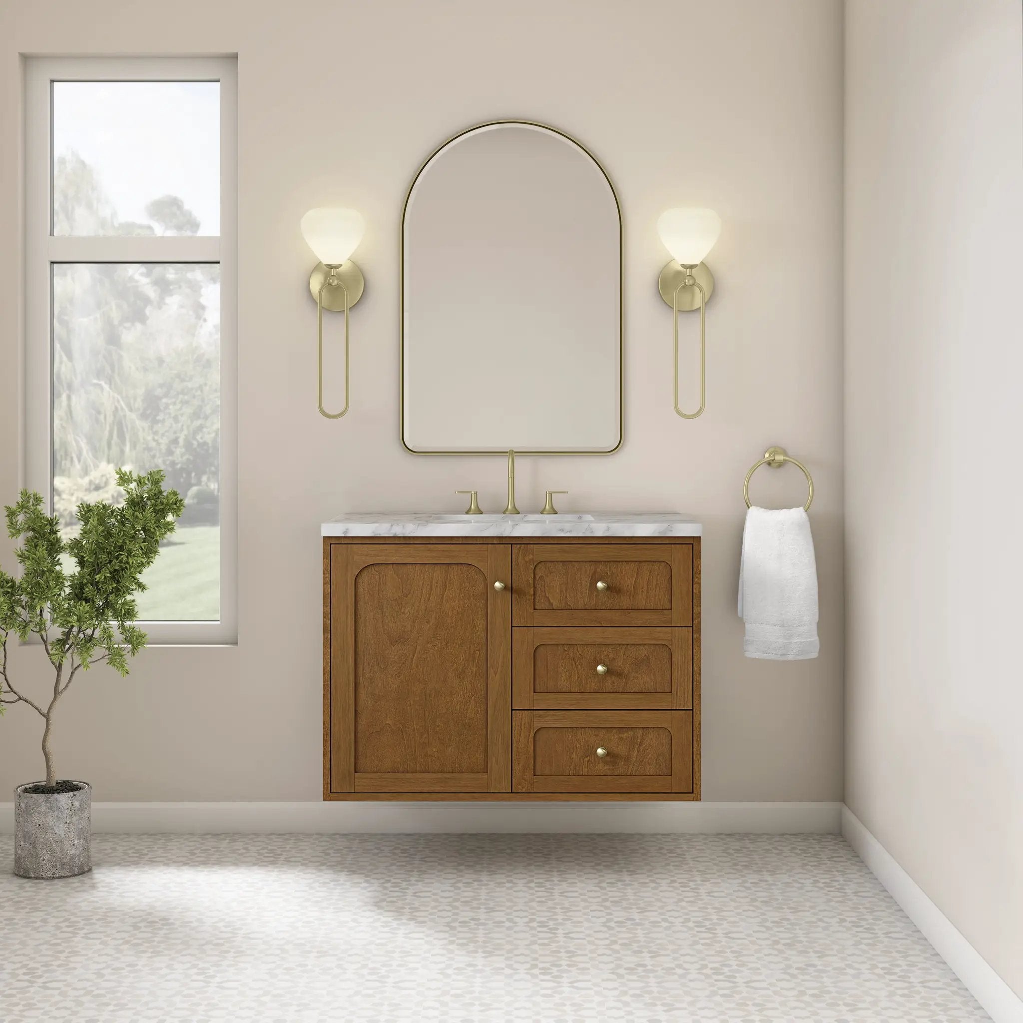 honey oak vanity