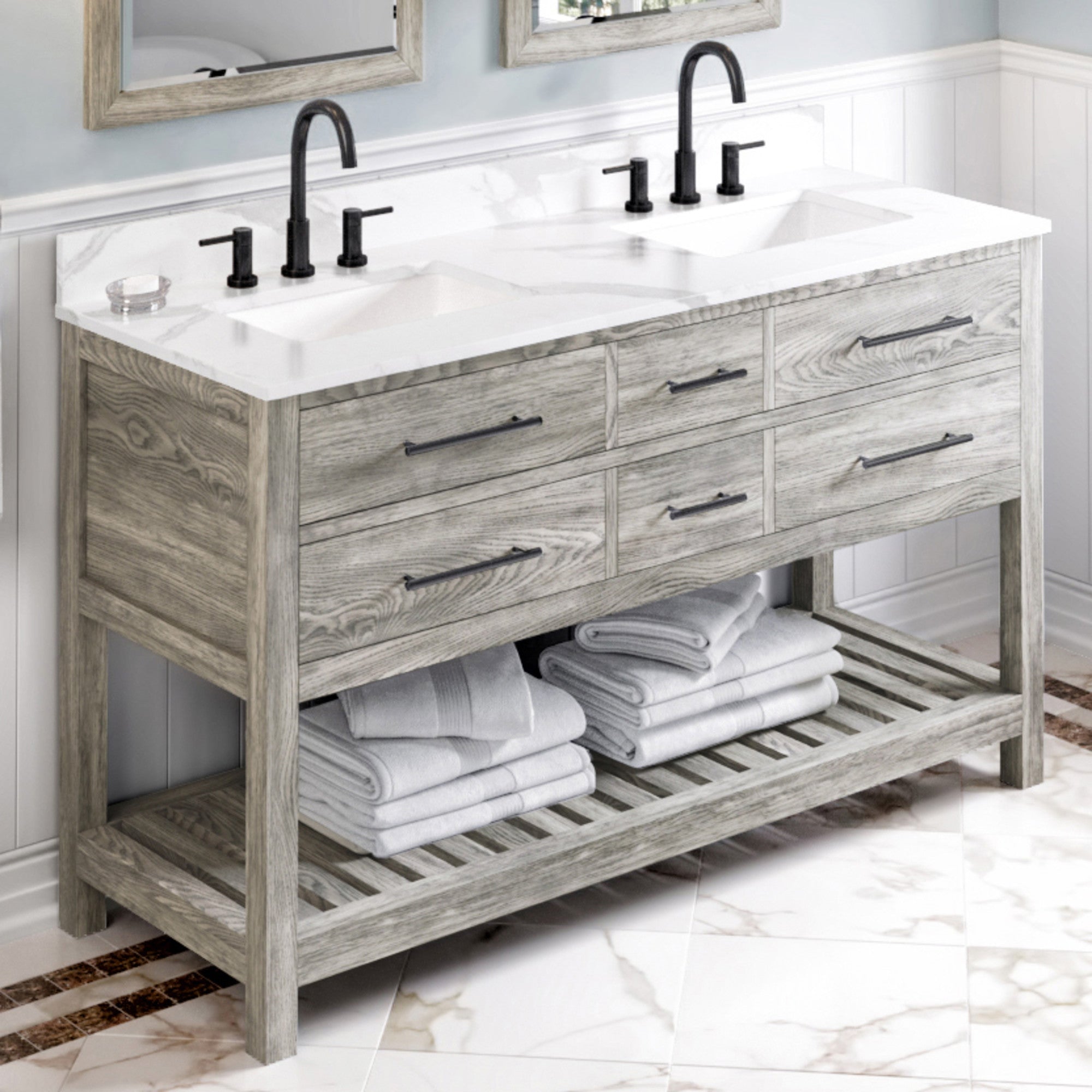 Jeffrey Alexander 60" Wavecrest Vanity Set