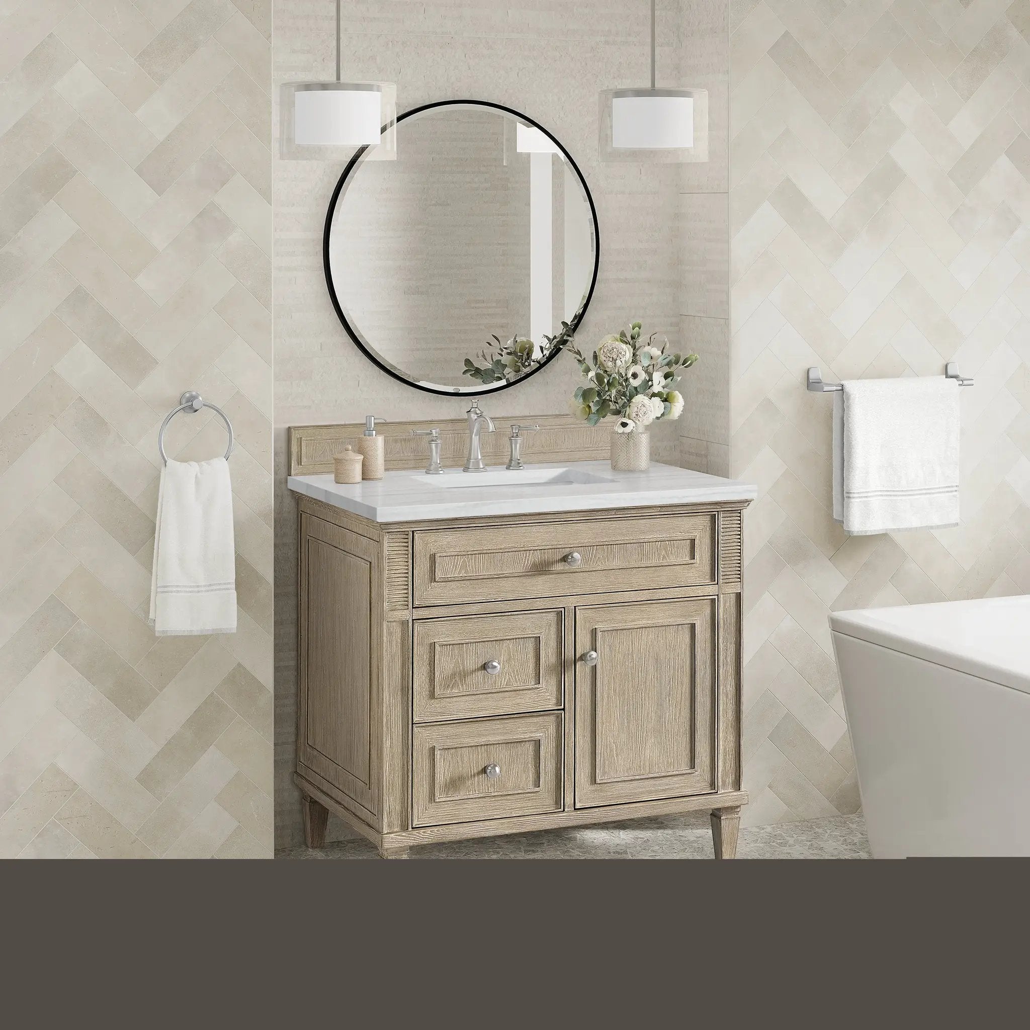 whitewashed oak vanity