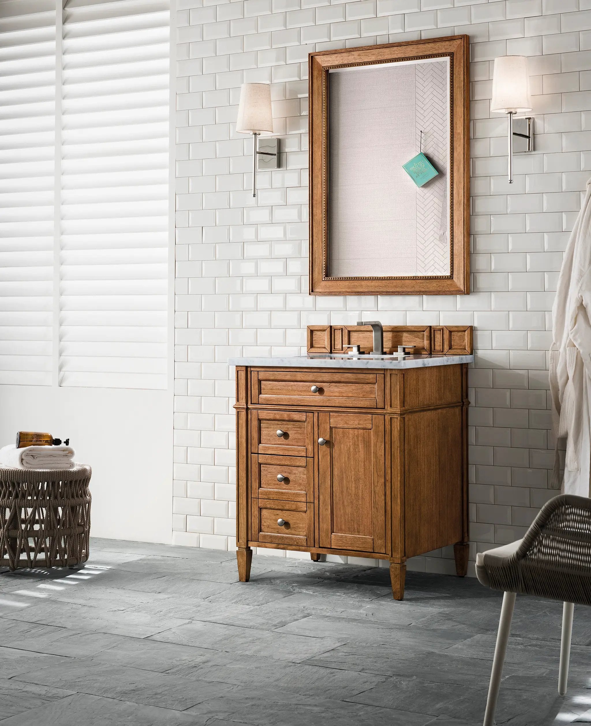 saddle brown vanity