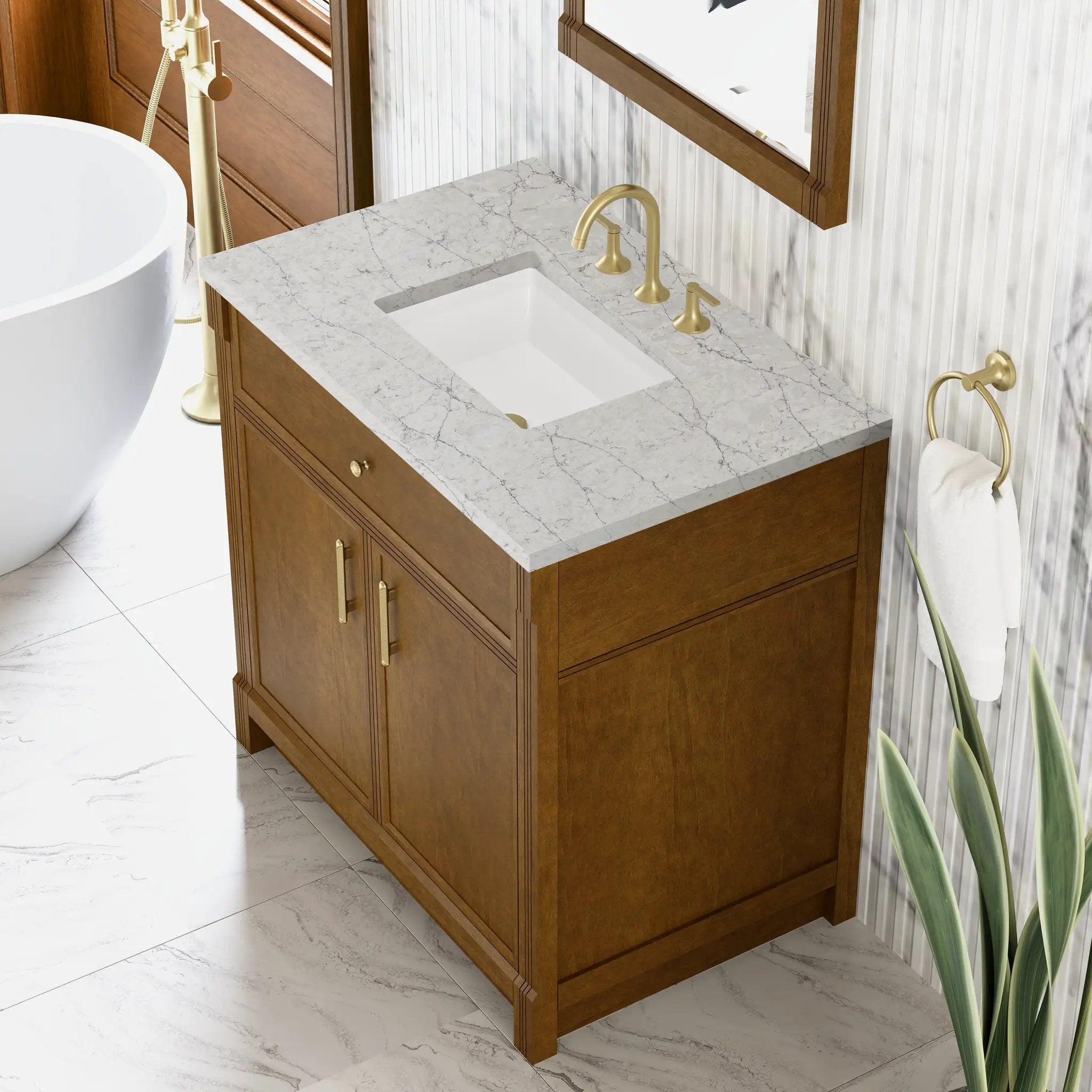 honey oak vanity