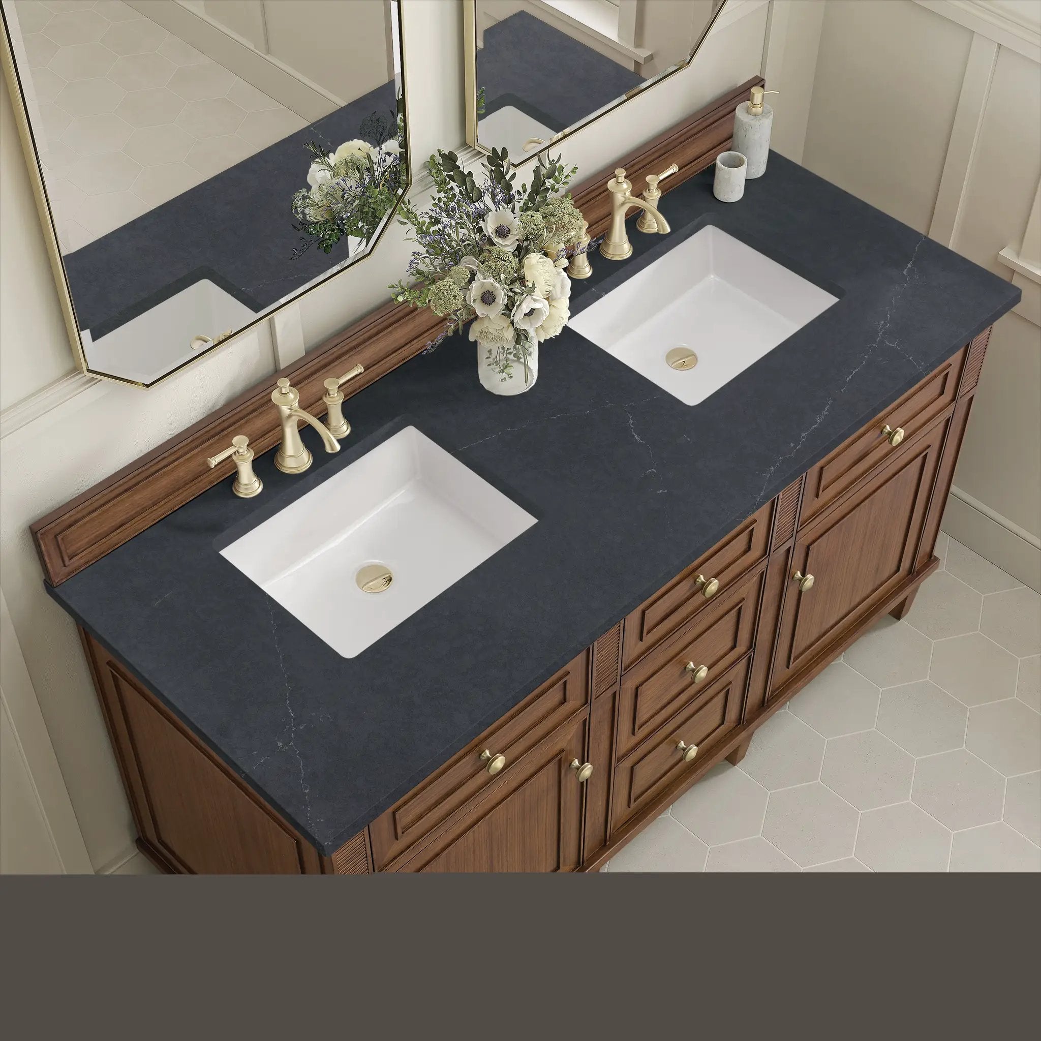 mid-century walnut vanity