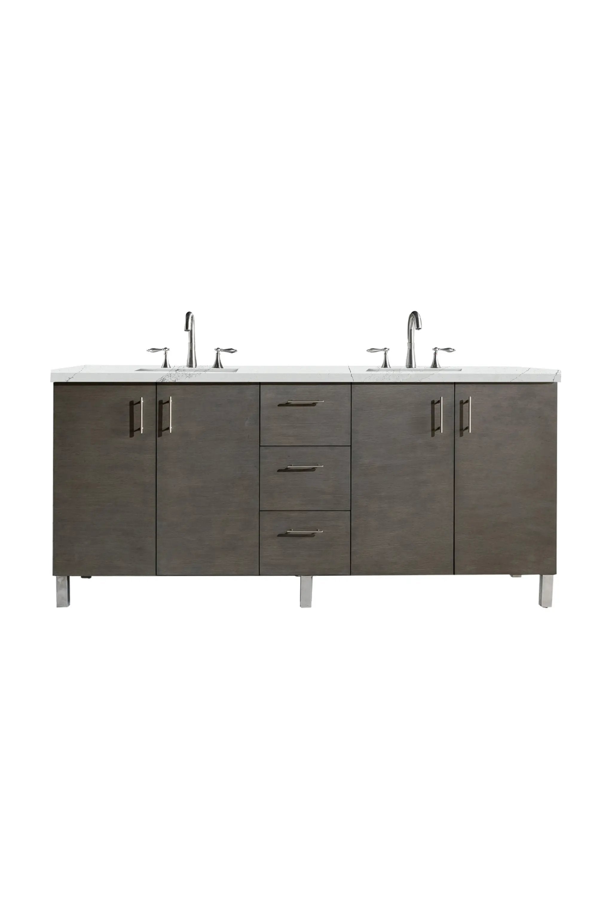James Martin Metropolitan 72" Double Vanity Set - Silver Oak by James Martin Vanities