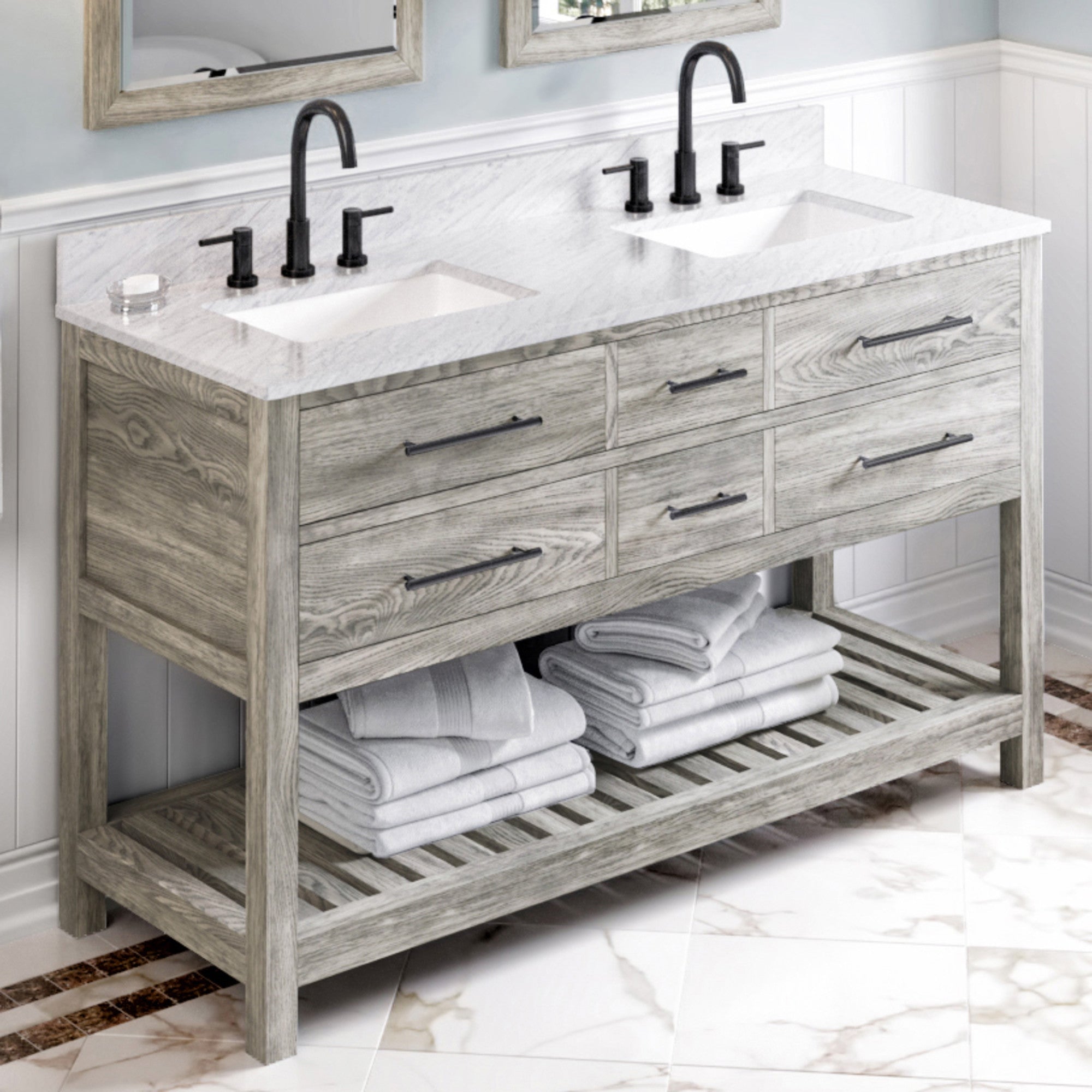 Jeffrey Alexander 60" Wavecrest Vanity Set