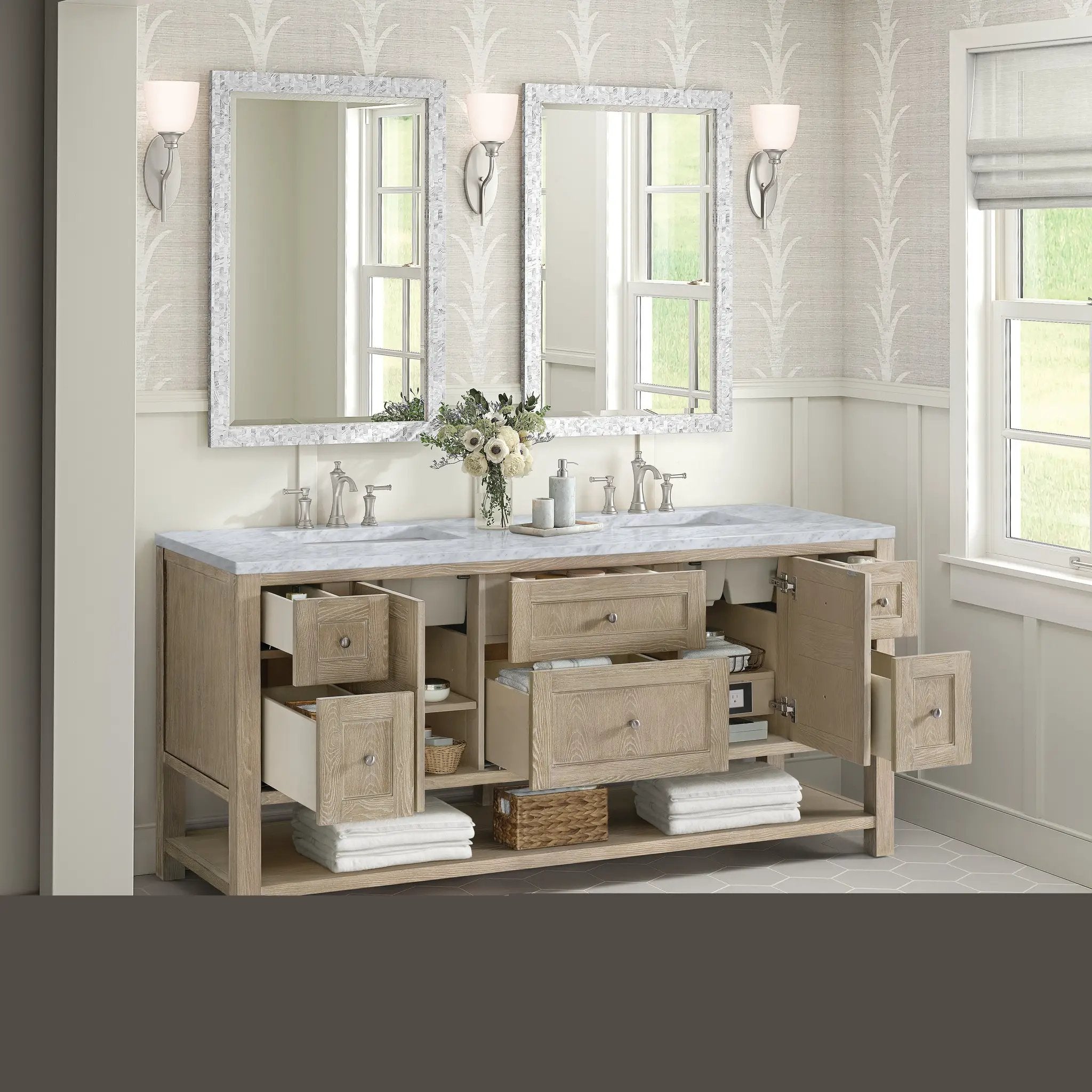 whitewashed oak vanity
