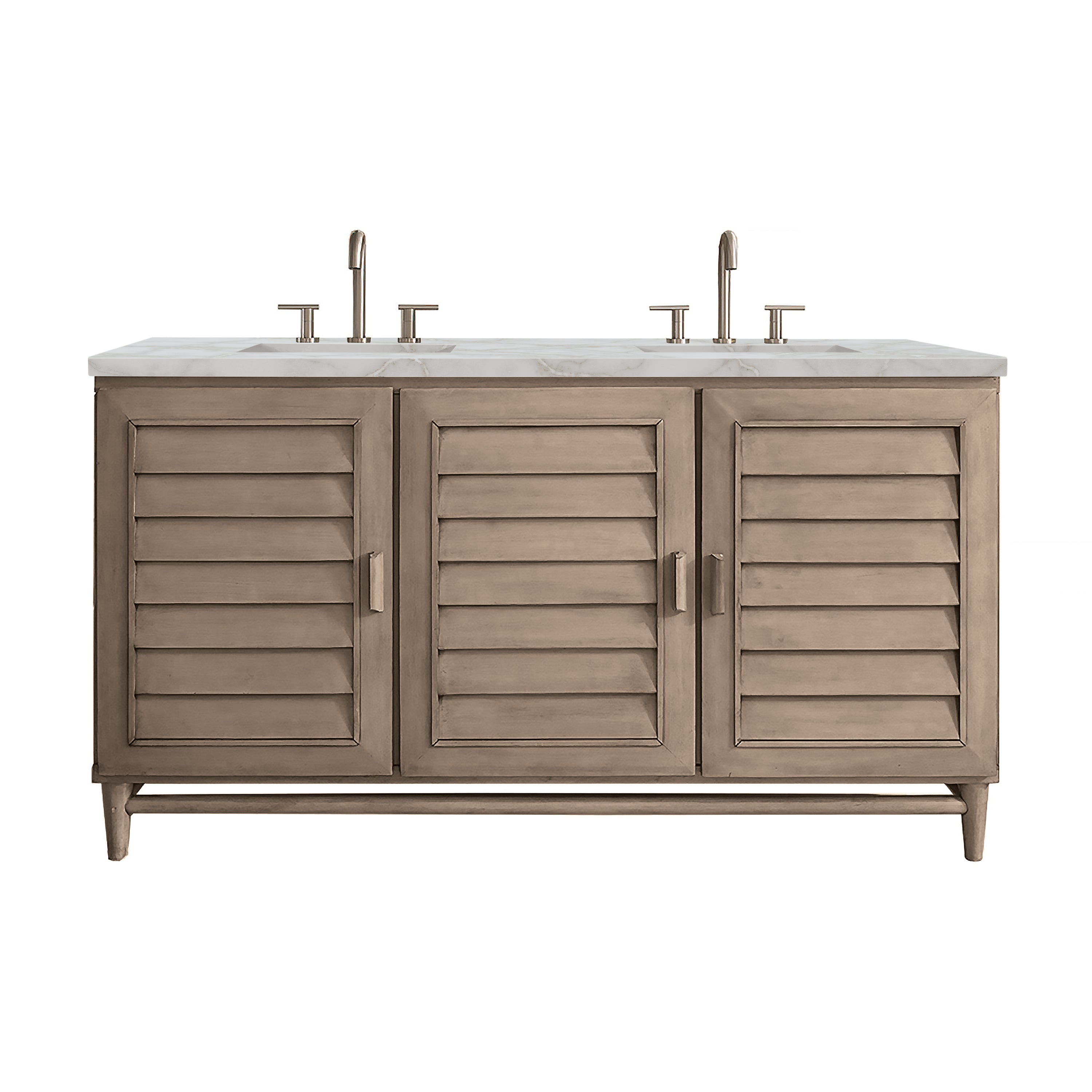 James Martin Vanities Portland 60" Double Vanity Whitewashed Walnut