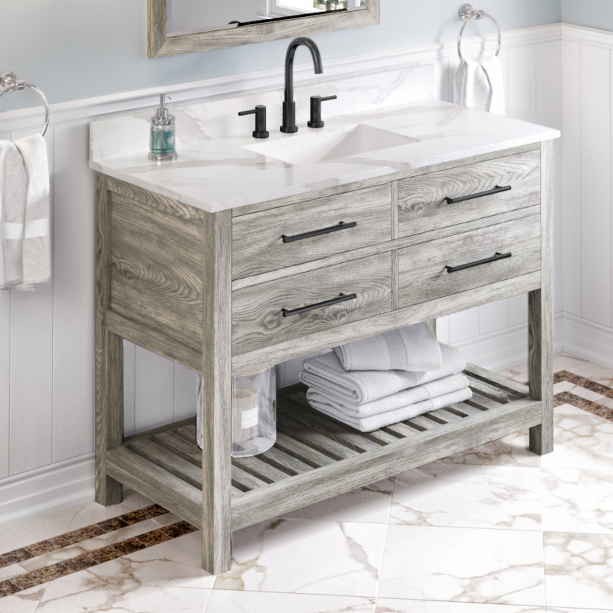 Jeffrey Alexander 48" Wavecrest Vanity Set