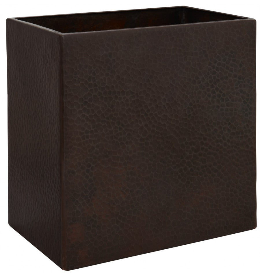 aged copper hammered wastebasket