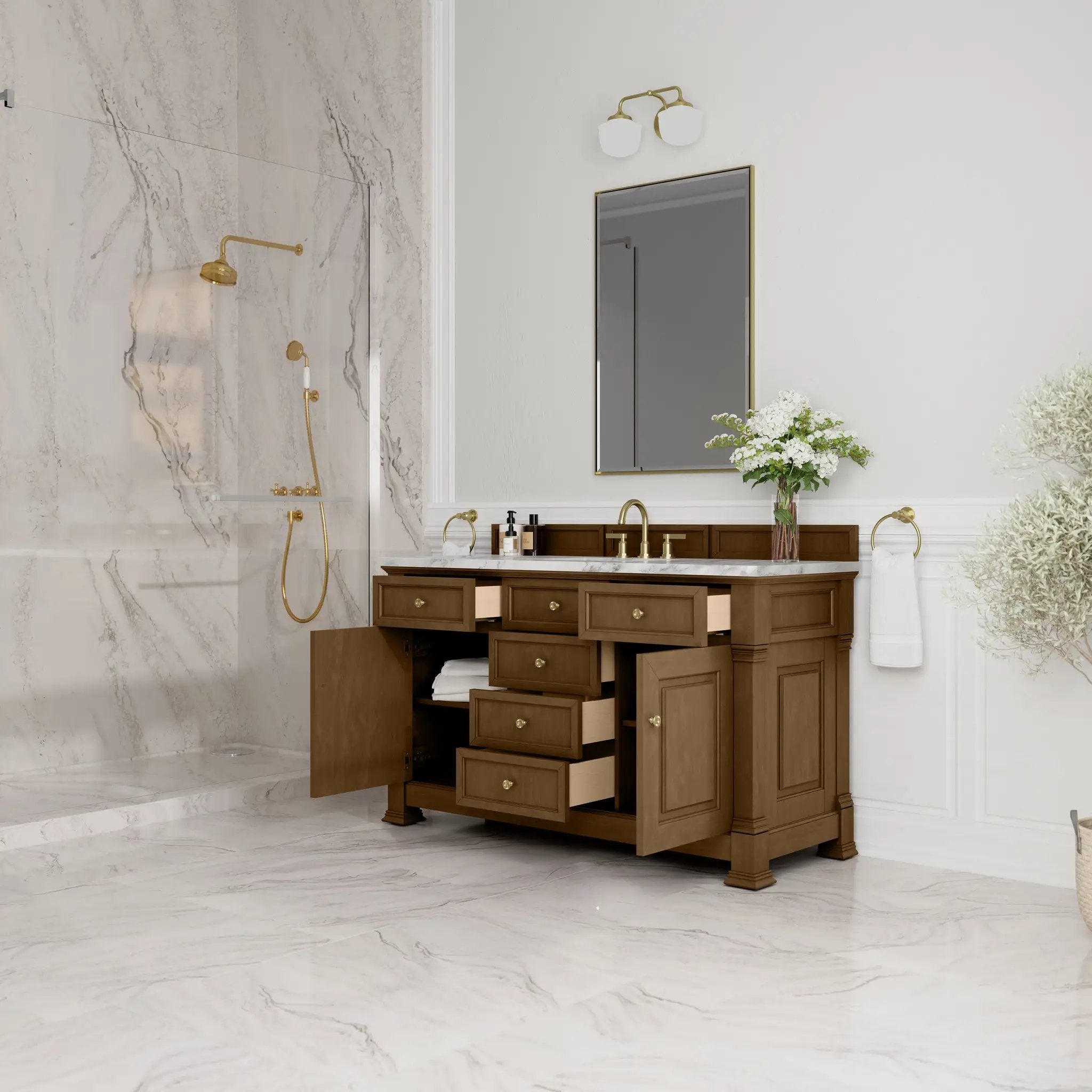 honey oak vanity
