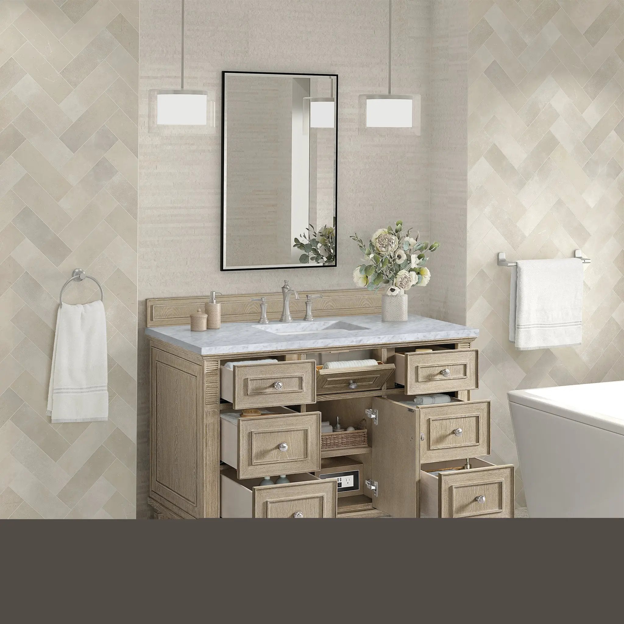 whitewashed oak vanity
