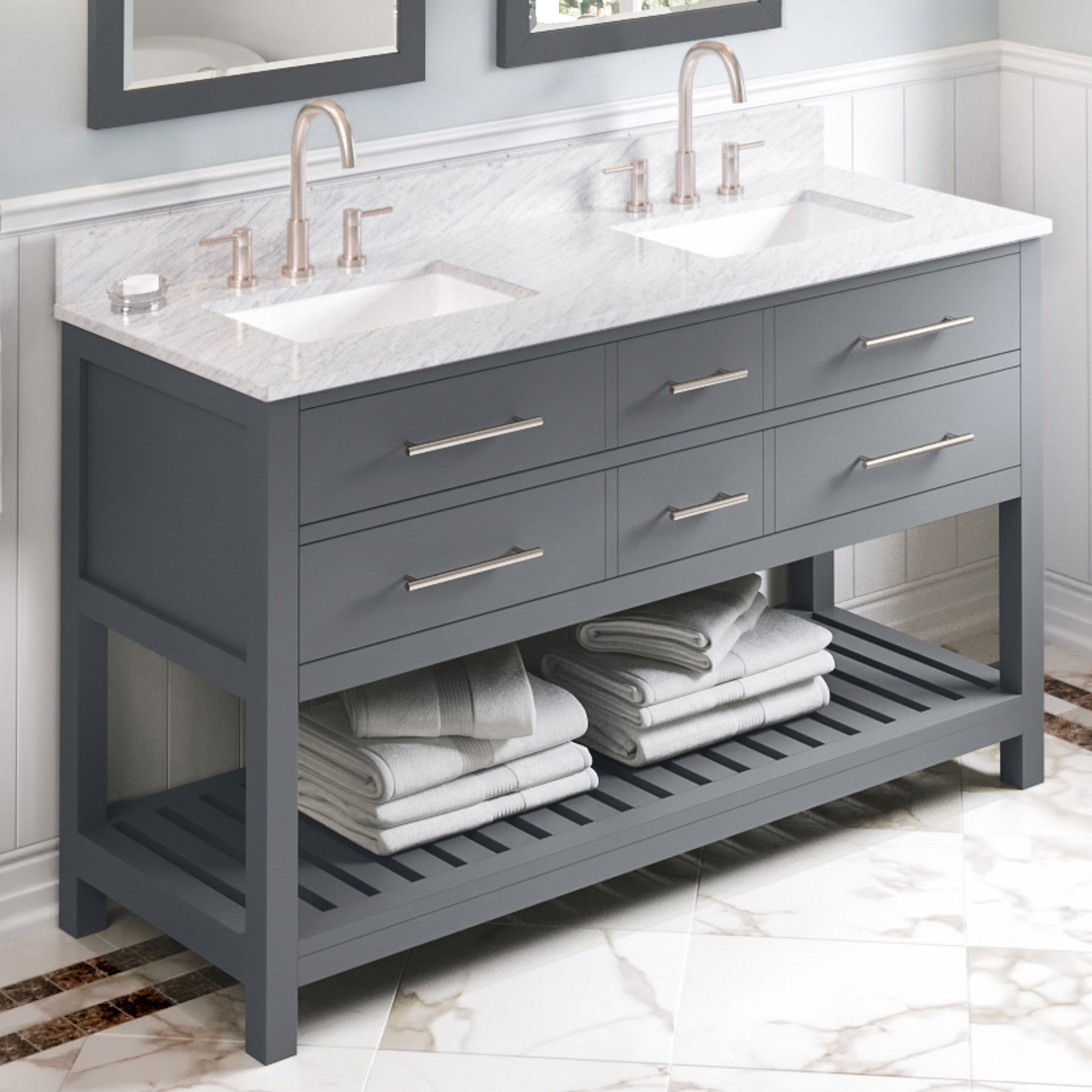 Jeffrey Alexander 60" Wavecrest Vanity Set