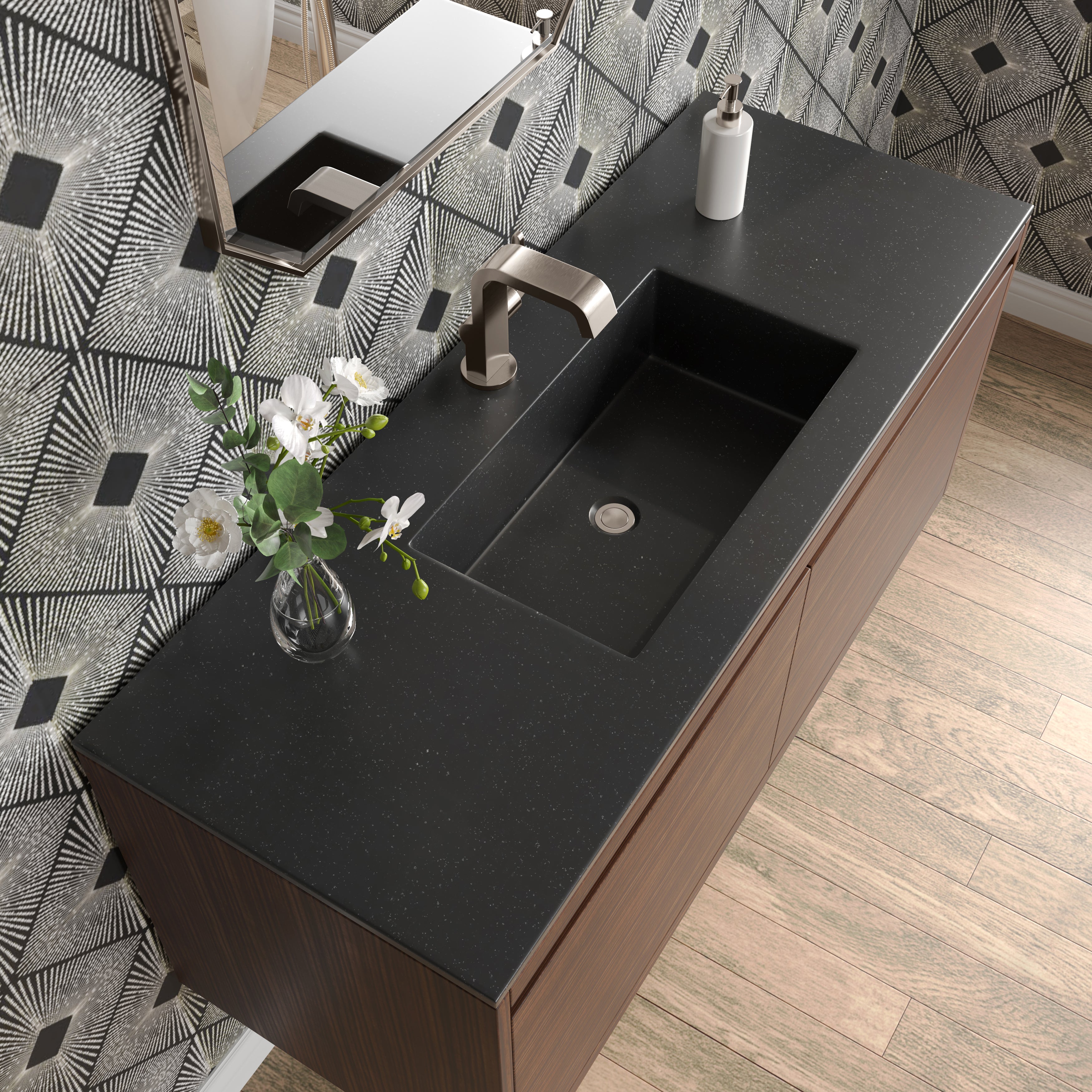 charcoal black composite stone top vanity