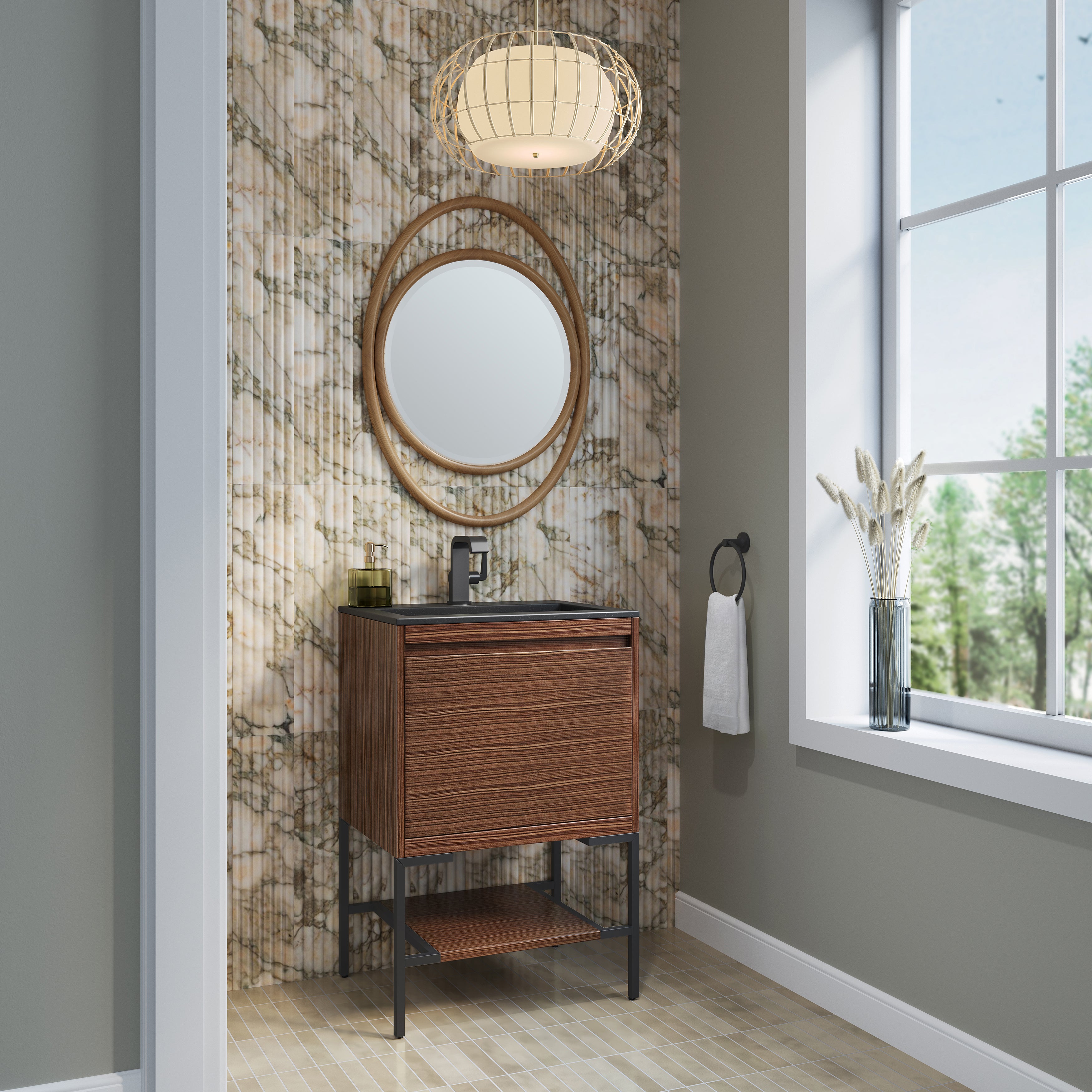 charcoal black composite stone top vanity