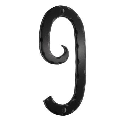 black wrought iron house number