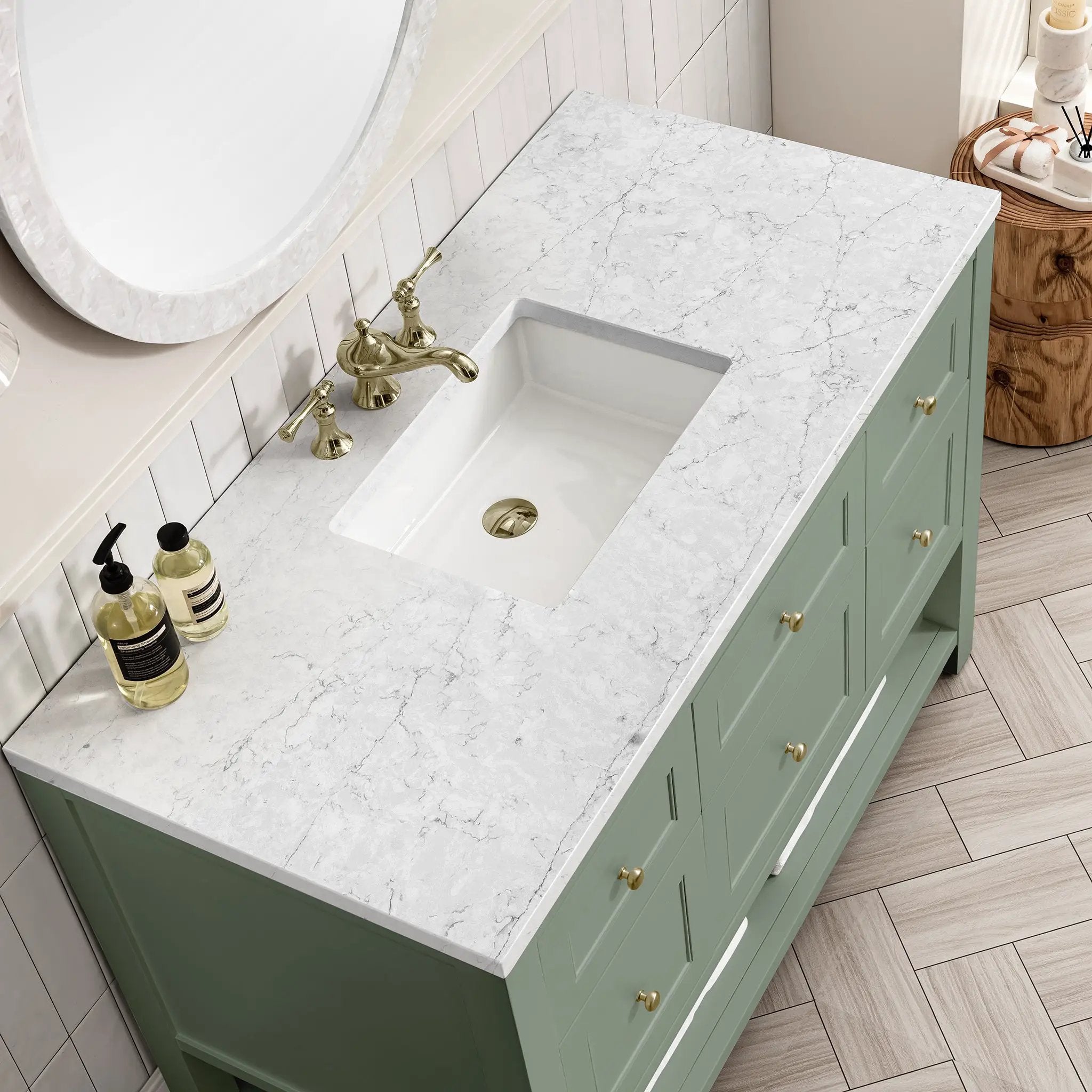 smokey celadon vanity