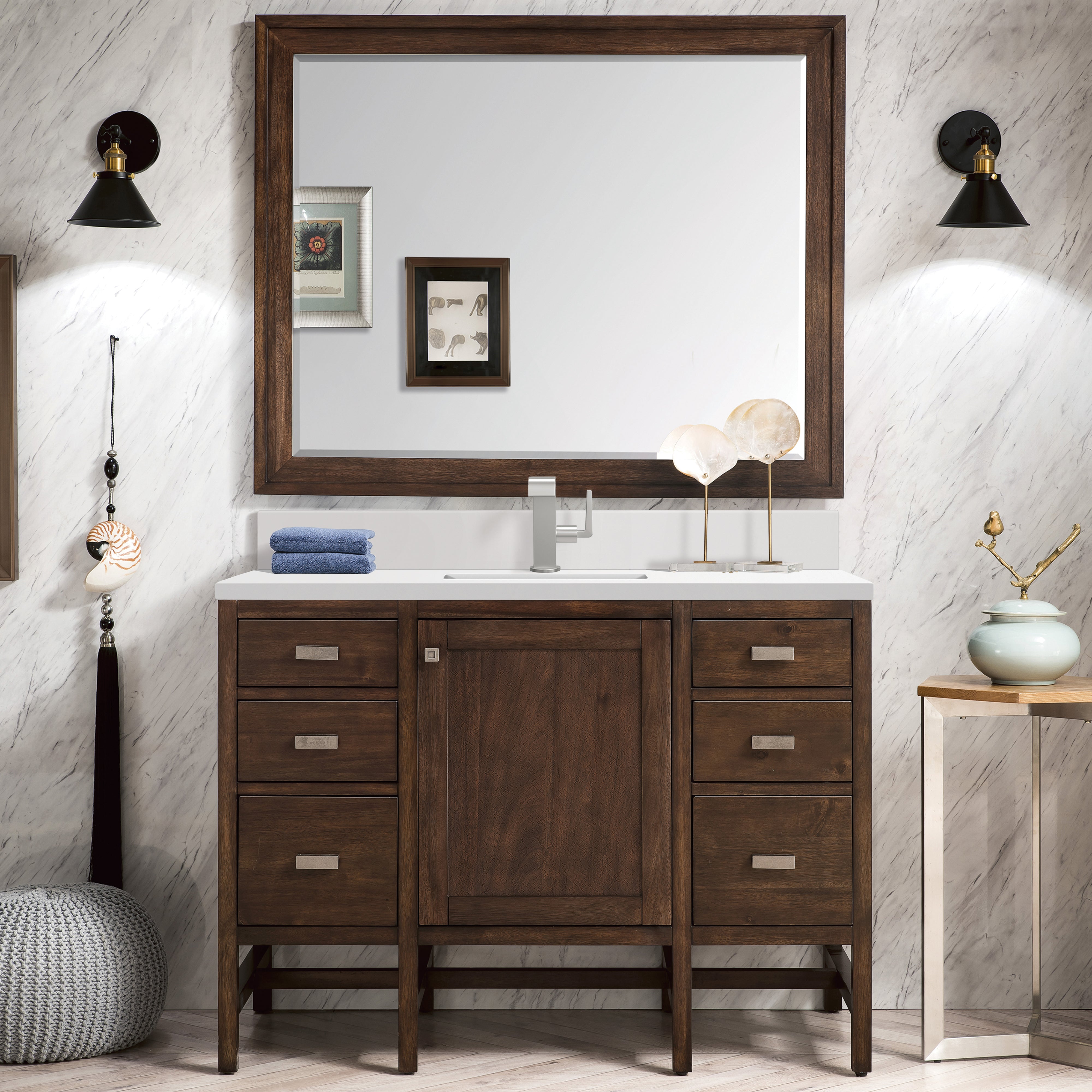 mid-century acacia vanity