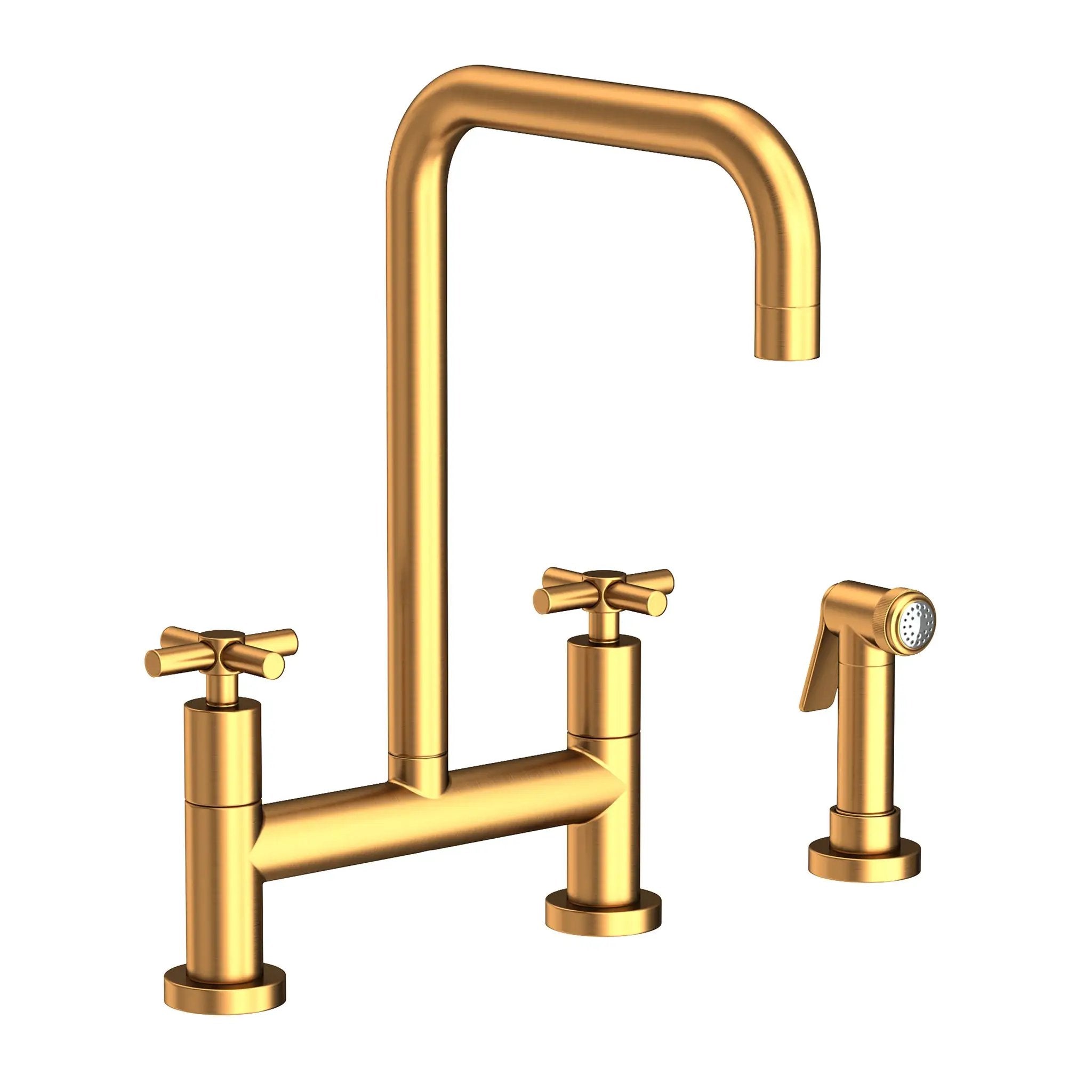 Newport Brass East Square Kitchen Bridge Faucet with Side Spray by Newport Brass
