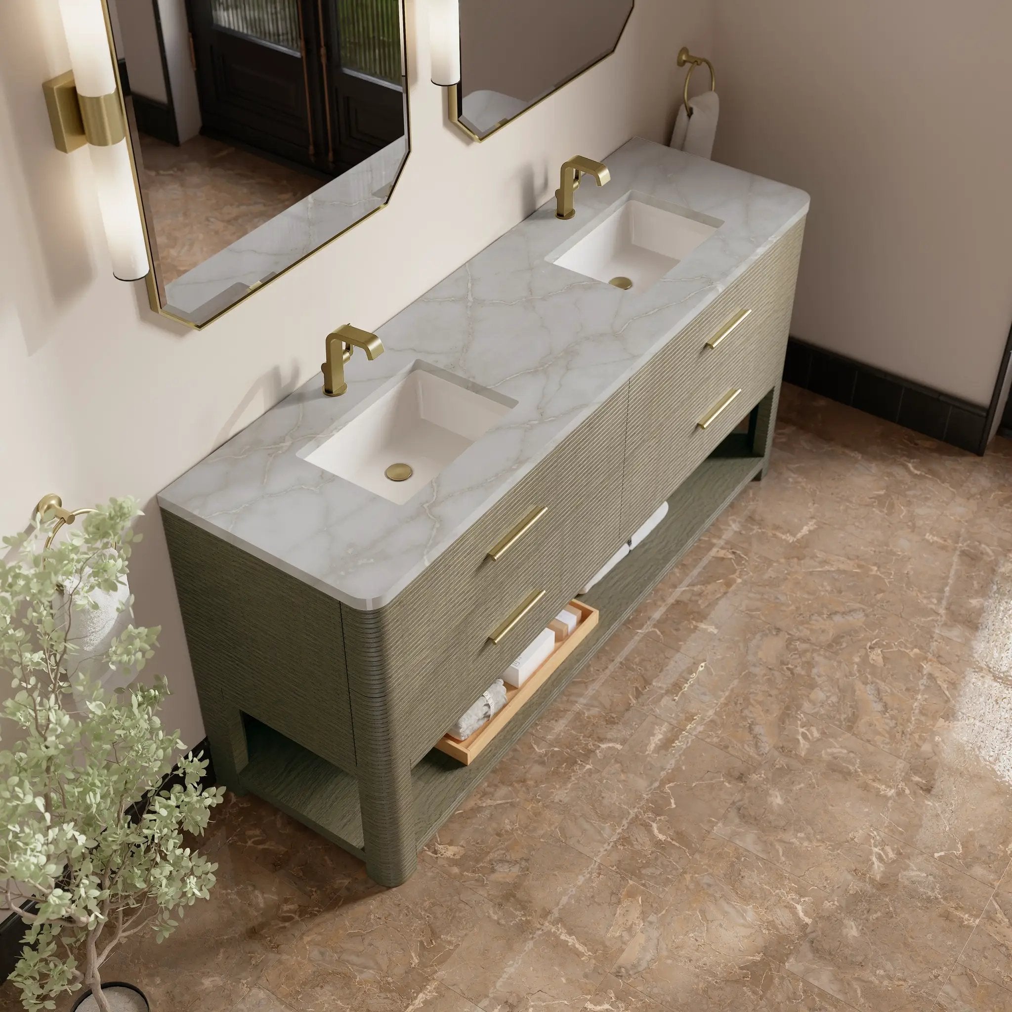 pebble oak vanity