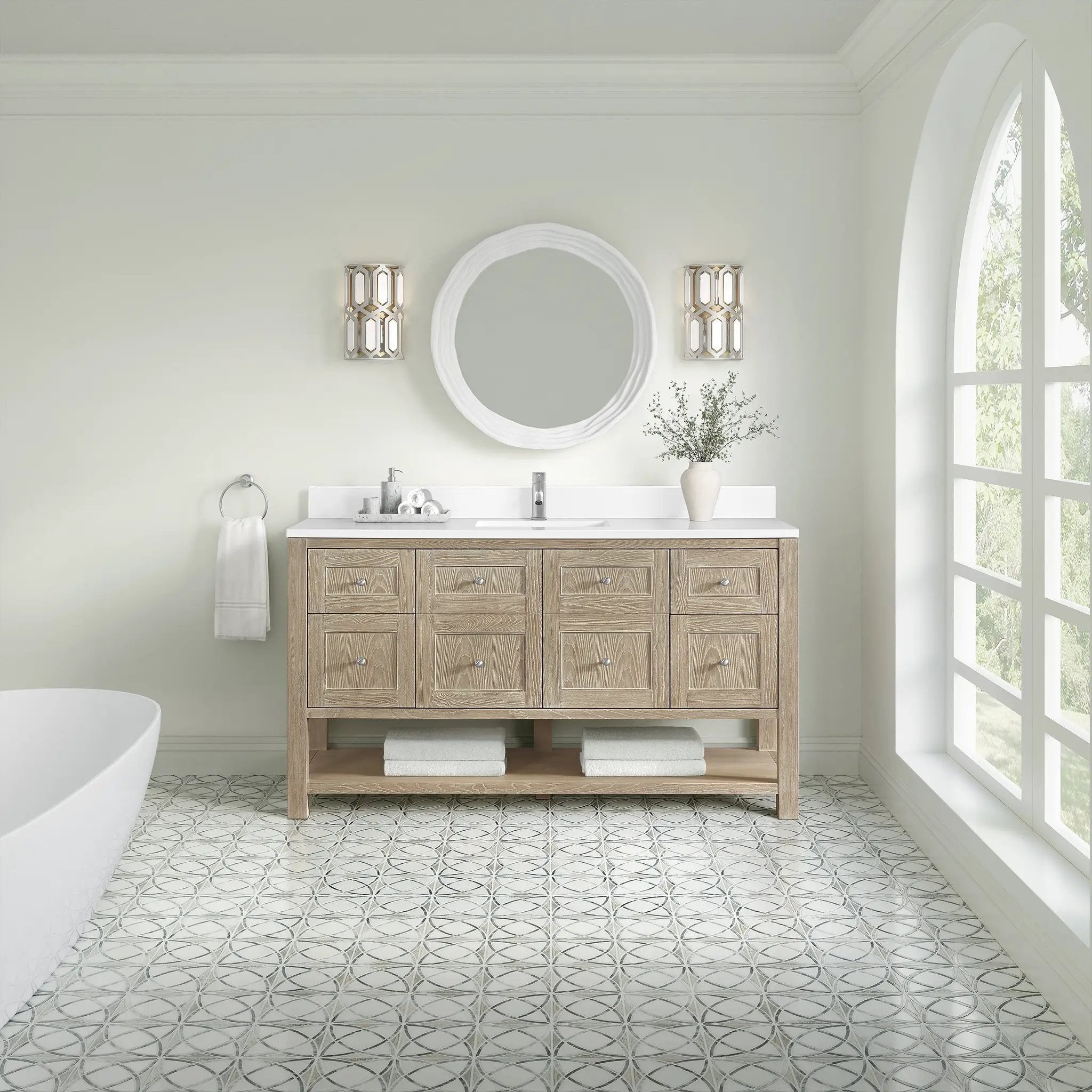 whitewashed oak vanity