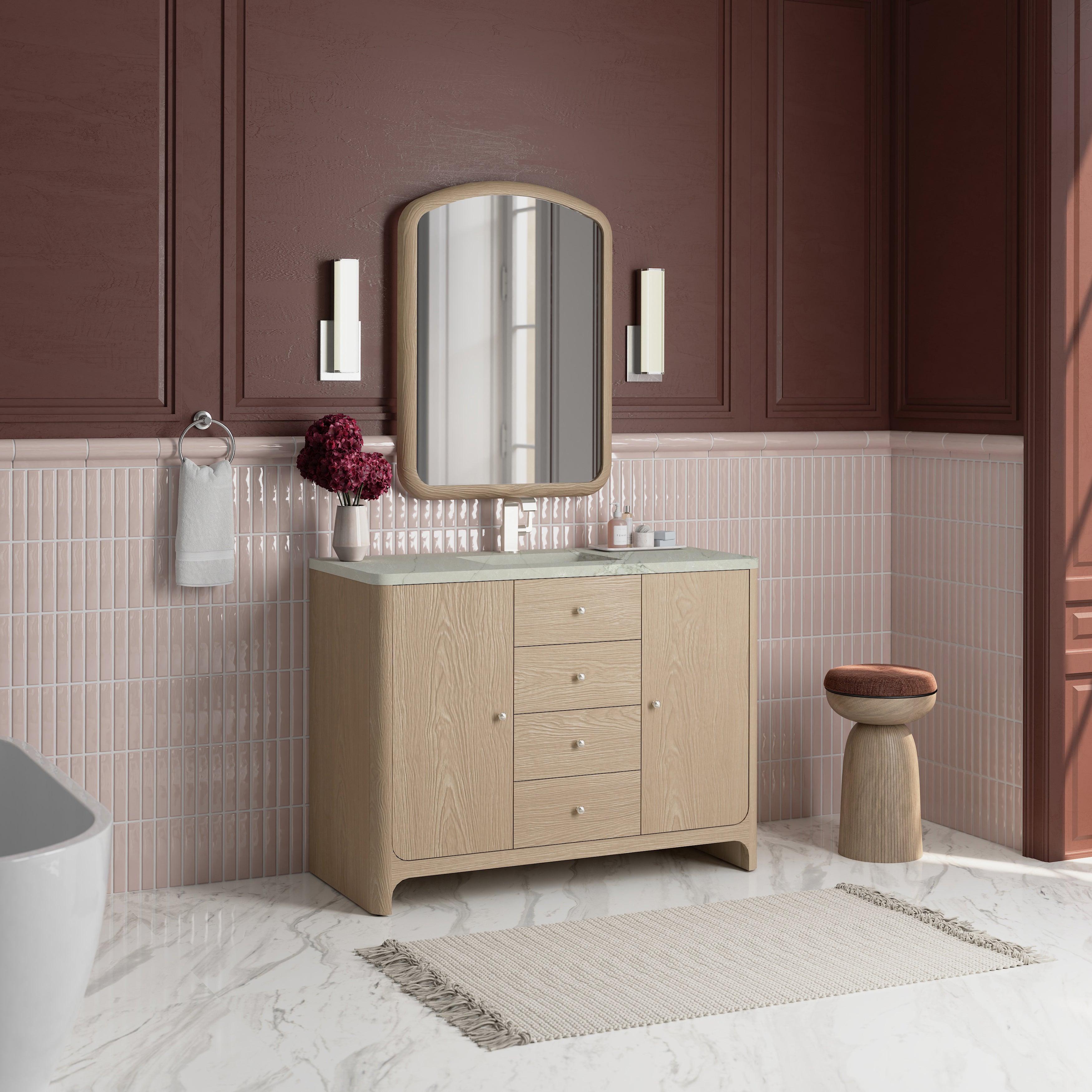 victorian silver quartz top vanity