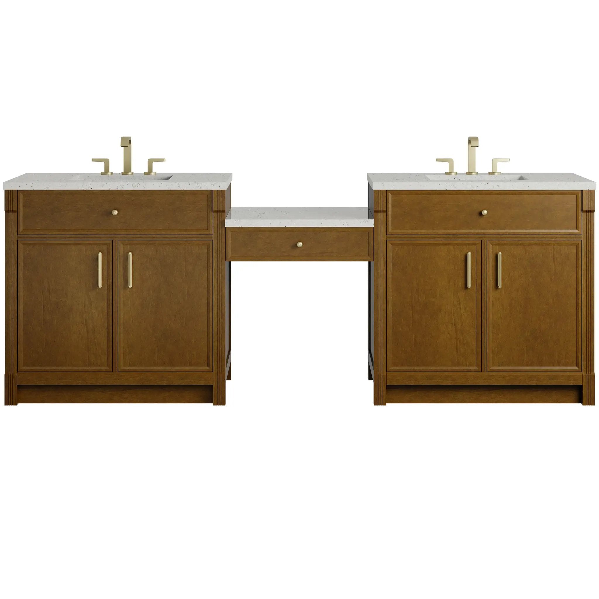 James Martin Bellshire 96" Dual Vanity Set with 24" Make-Up Counter - Honey Oak by James Martin Vanities