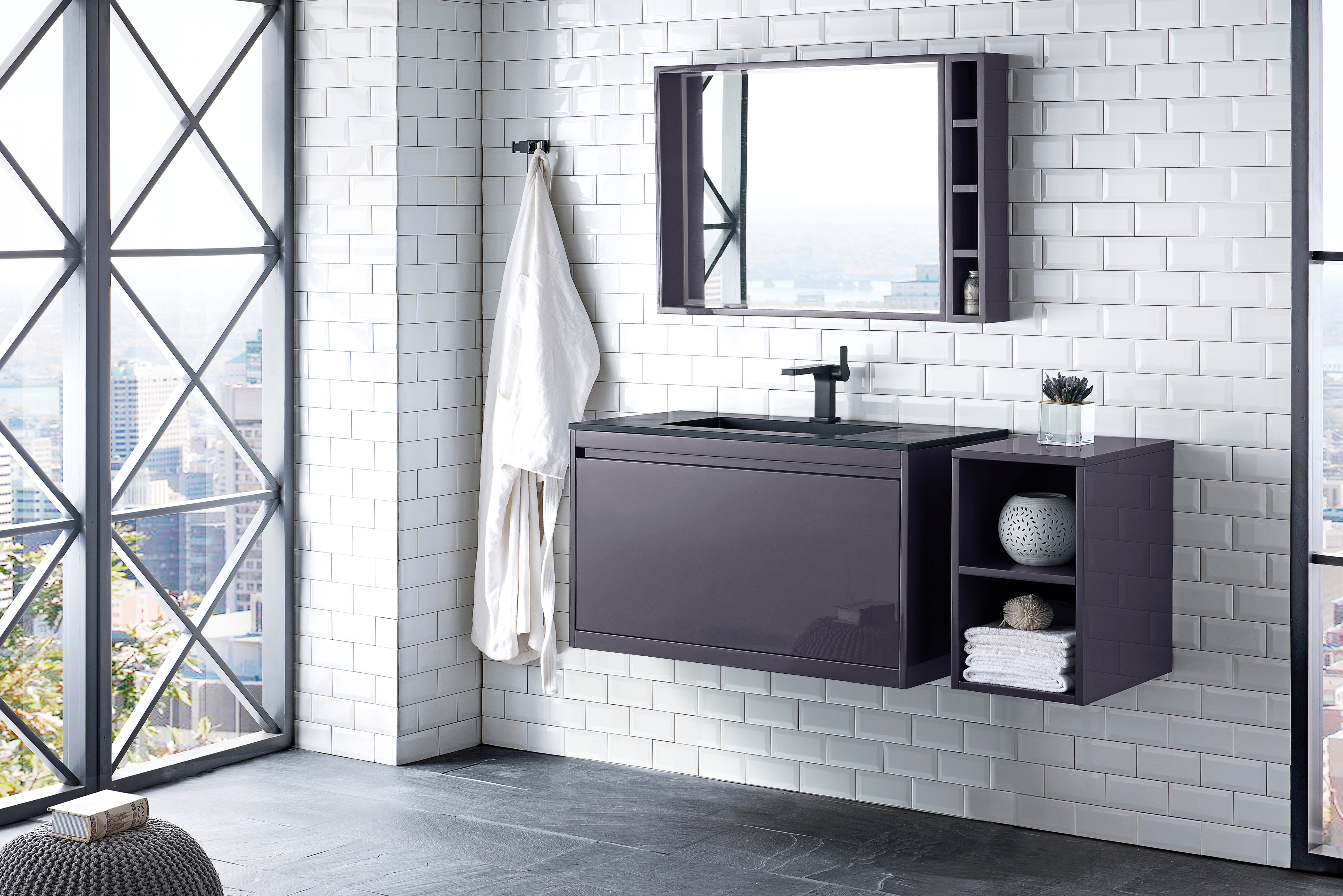 Charcoal Black Single Vanity Cabinet