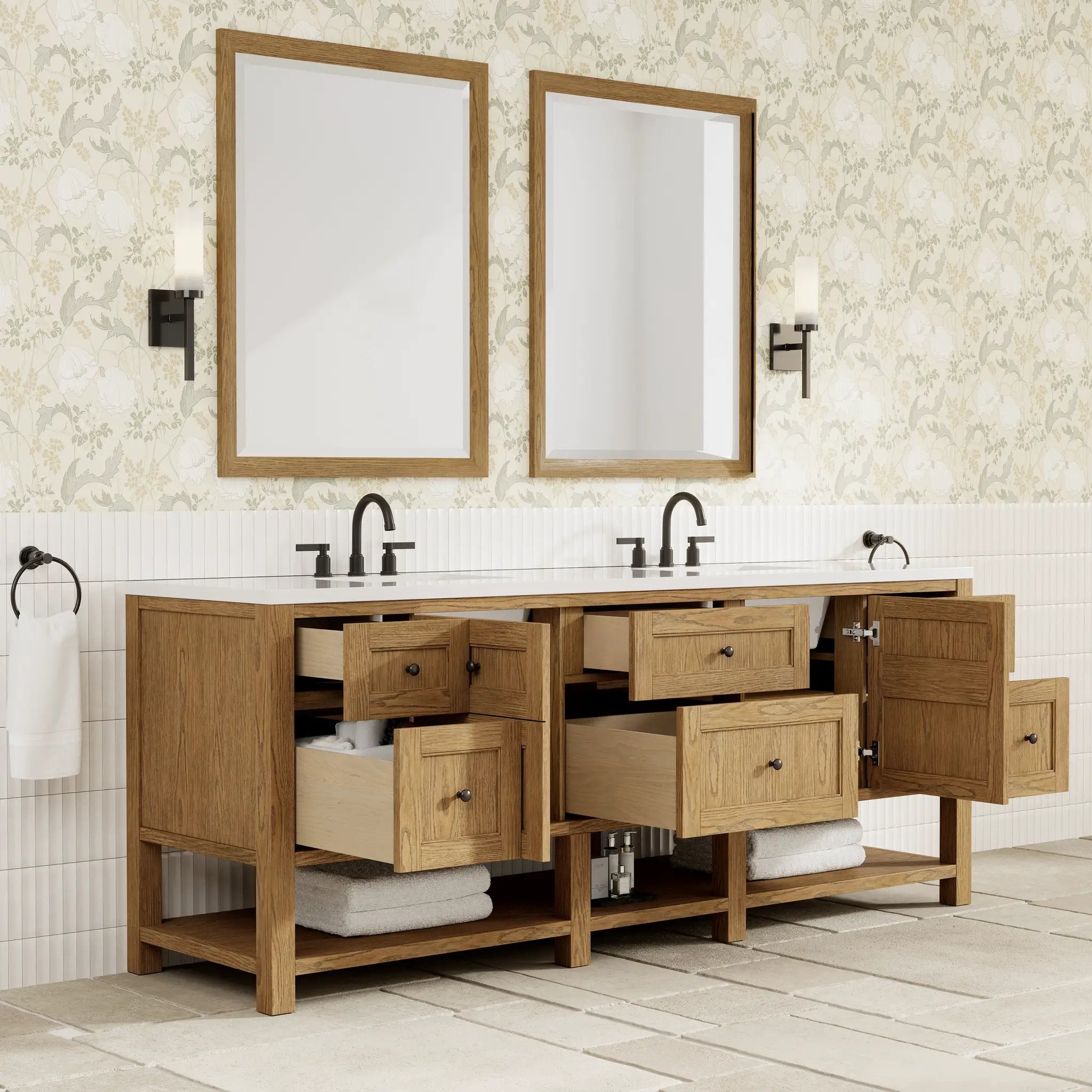 light natural oak vanity