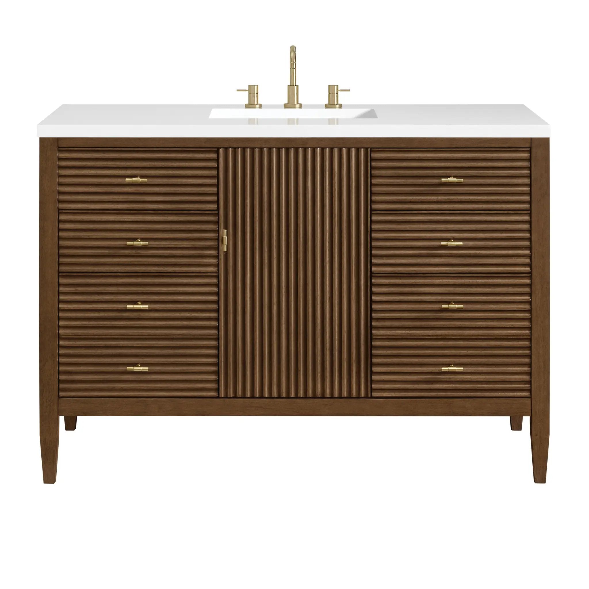 mid-century walnut vanity
