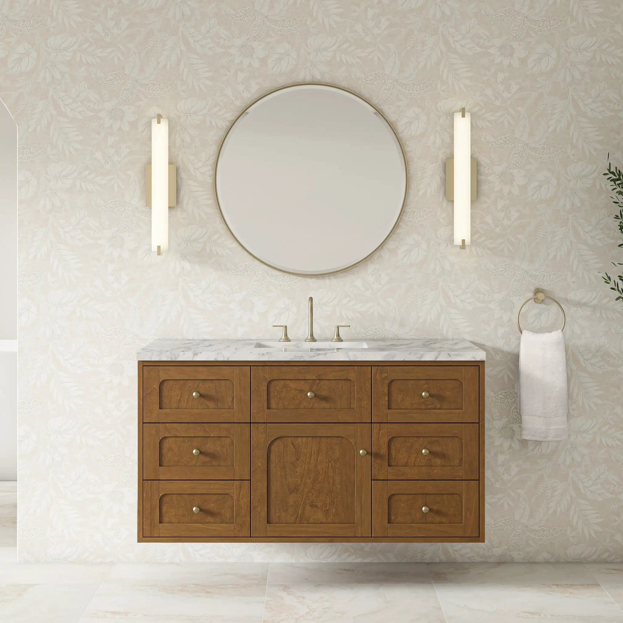 honey oak vanity