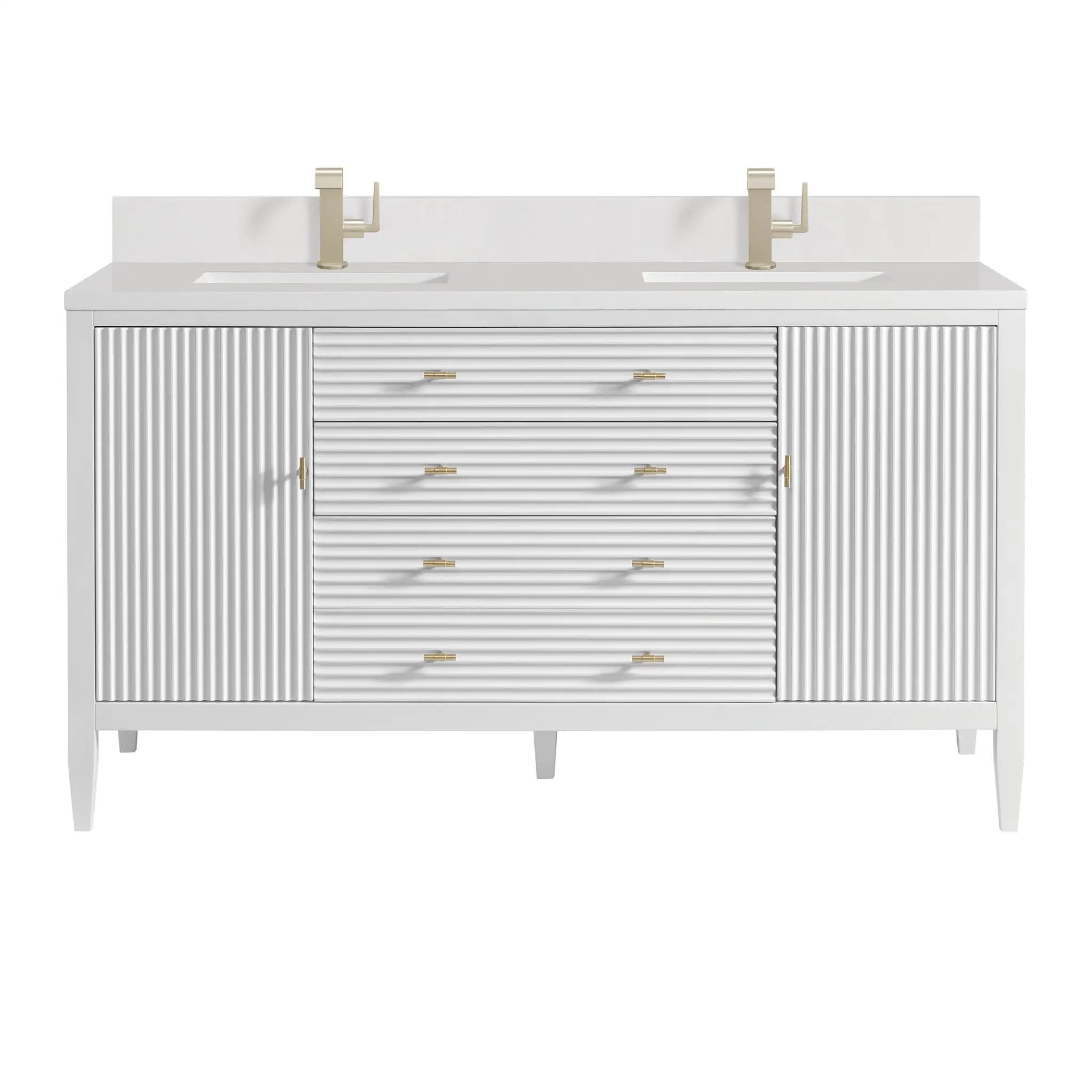 James Martin Myrrin 60" Double Vanity Set - Bright White by James Martin Vanities
