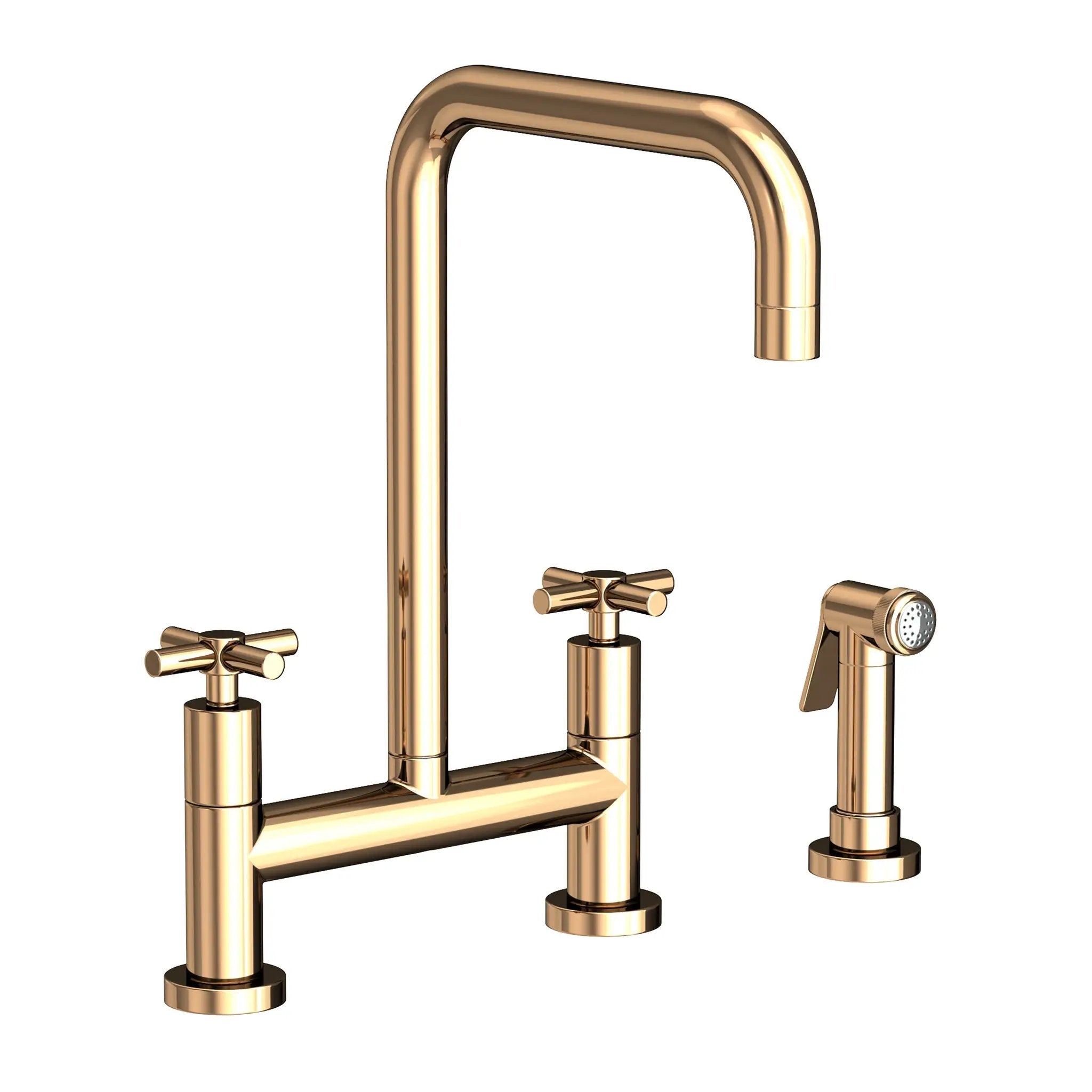 Newport Brass East Square Kitchen Bridge Faucet with Side Spray by Newport Brass