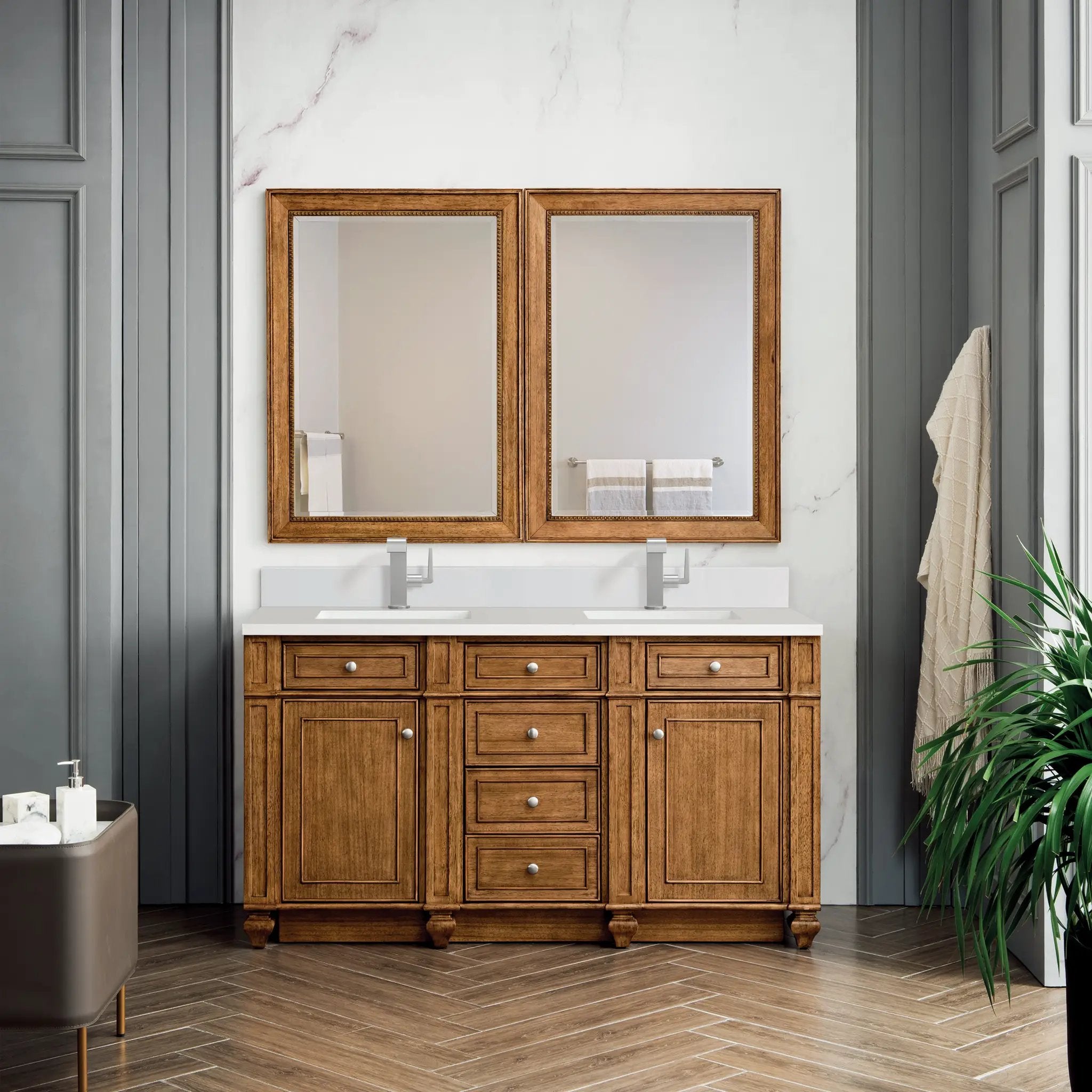 saddle brown vanity