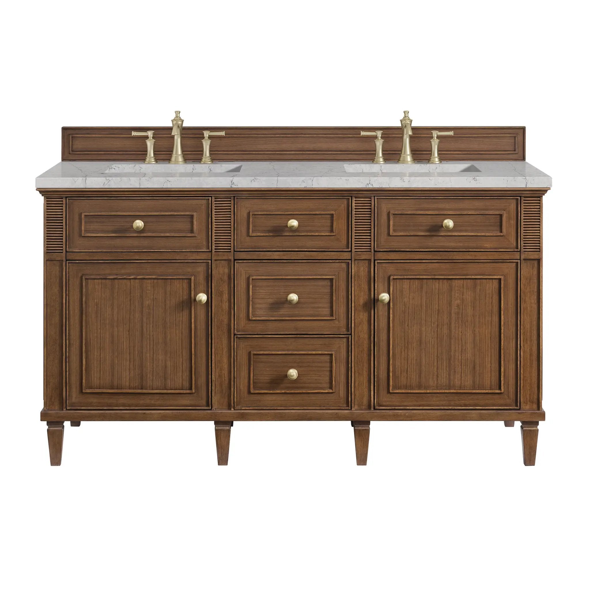 James Martin Lorelai 60" Double Vanity Set - Mid-Century Walnut by James Martin Vanities
