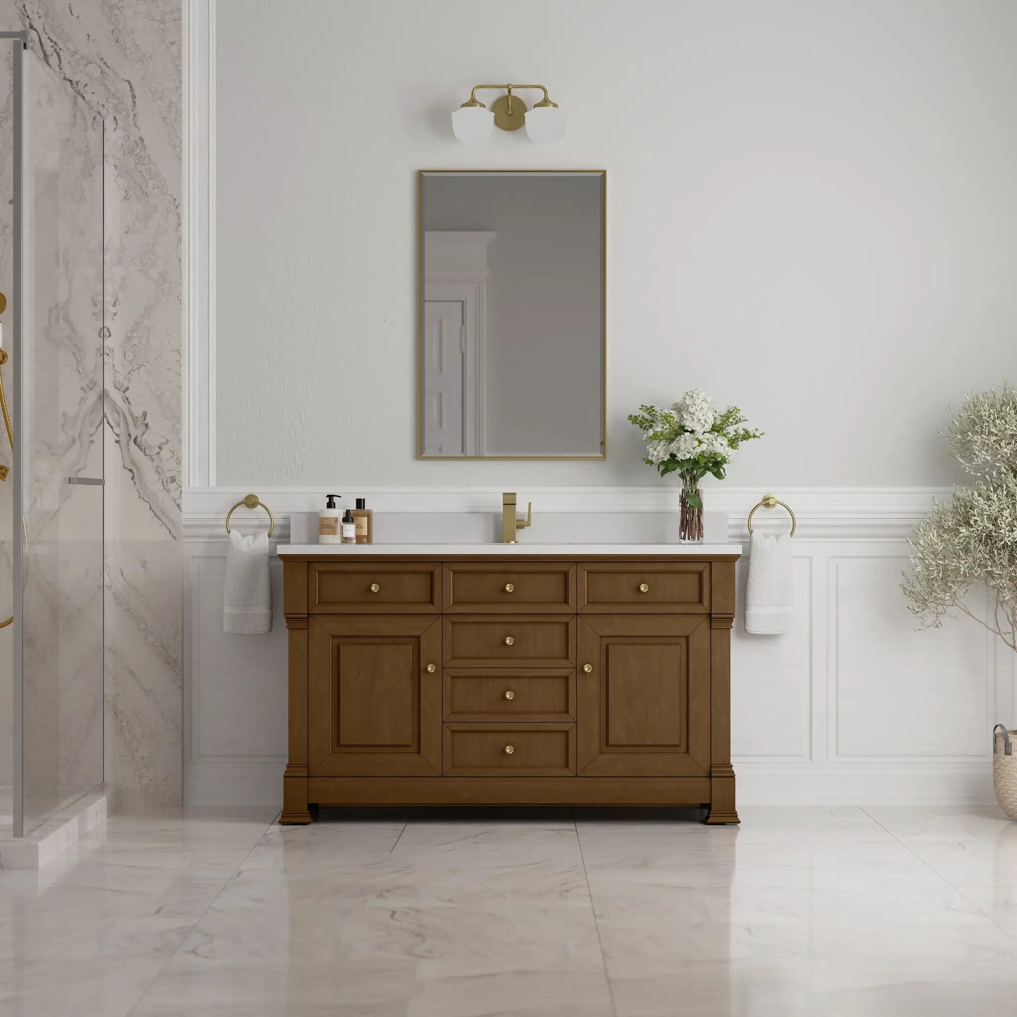 honey oak vanity