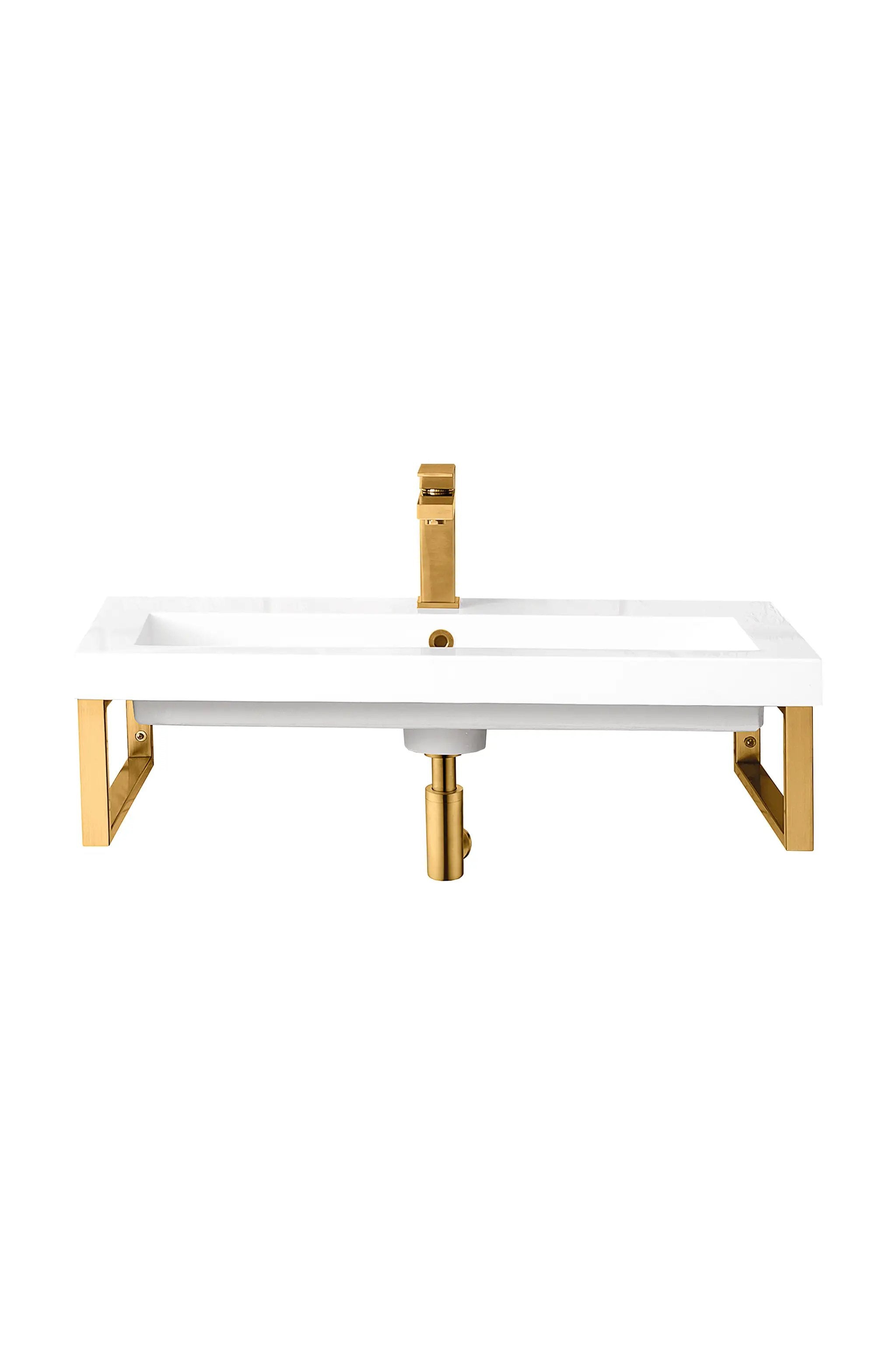 James Martin Two Boston 15.25" Wall Brackets with 31.5" White Glossy Composite Stone Top by James Martin Vanities